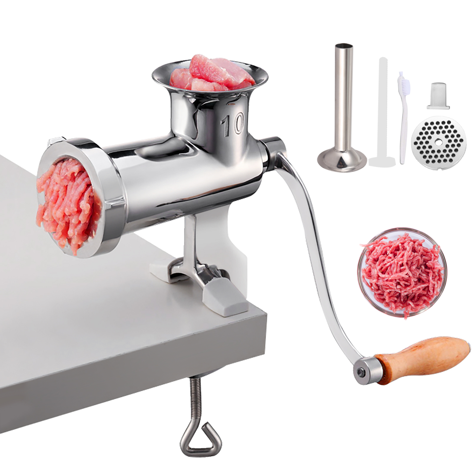 Picadora de carne manual de acero inoxidable 304 trituradora de carne de  manivela doméstica procesador de alimentos picadora de carne picadora de