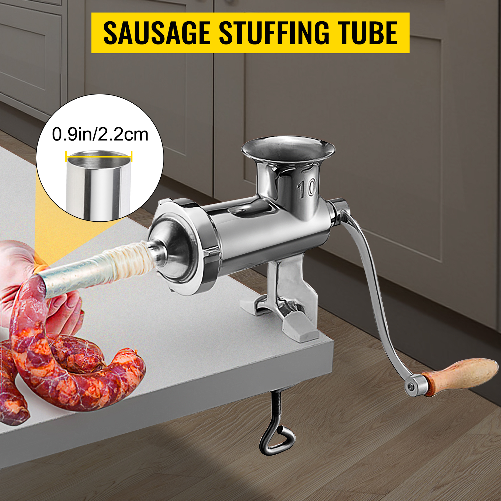 VEVOR Manual Meat Grinder, All Parts Stainless Steel, Hand Operated Meat  Grinding Machine with Tabletop Clamp, 2 Grinding Plates & Sausage Stuffer,  Ideal for Home Kitchen Restaurant Butcher's Shop