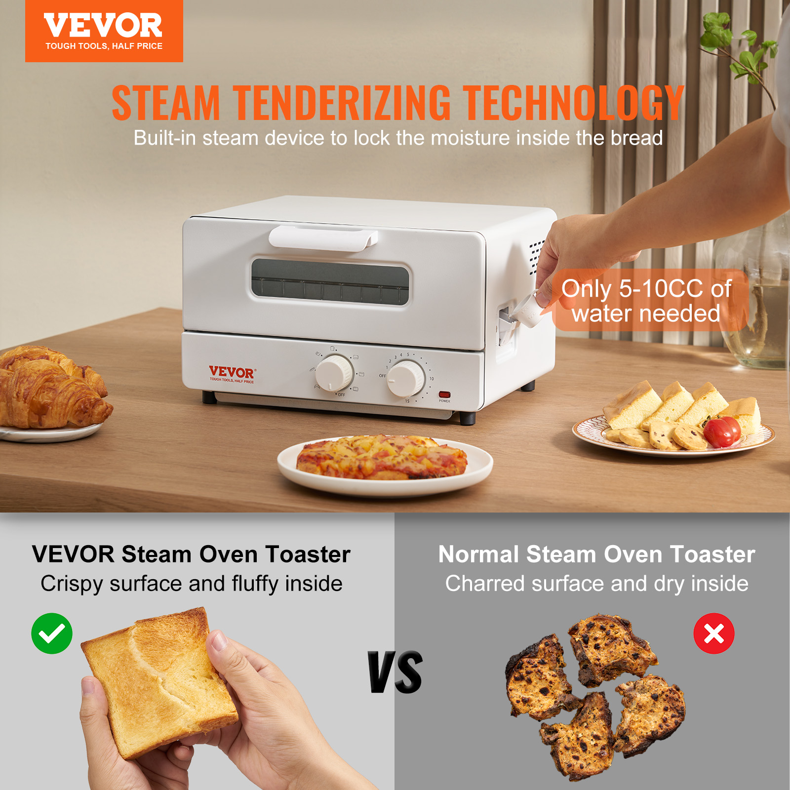 Stainless Steel Air Fryer Toaster Oven with Convection and Steam Cooking