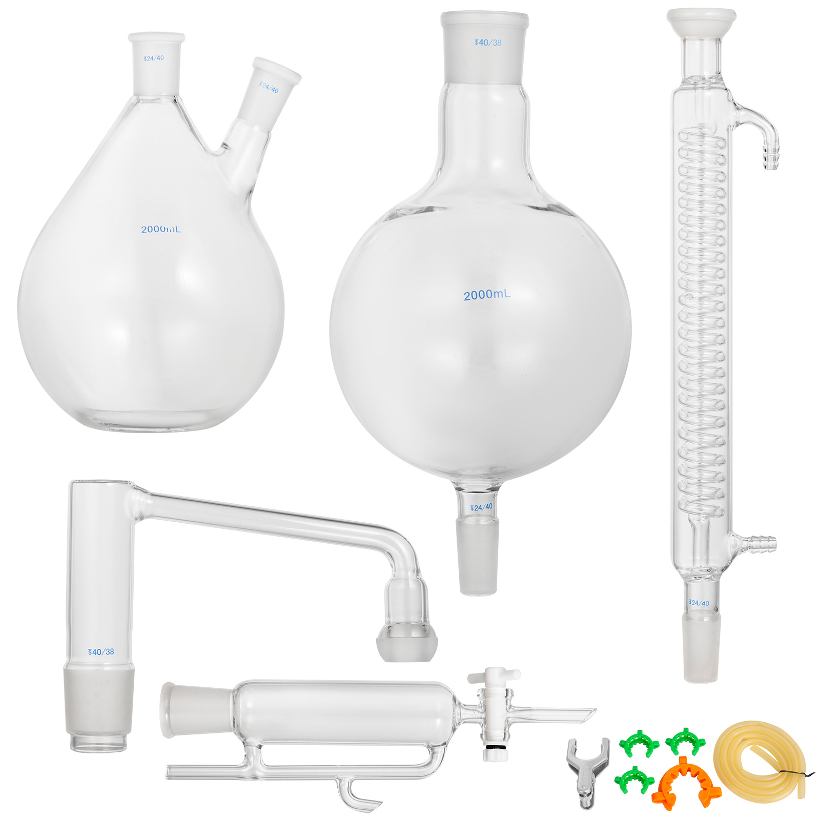 2000ml Glass Essential Oil Steam Distillation Apparatus Liebig