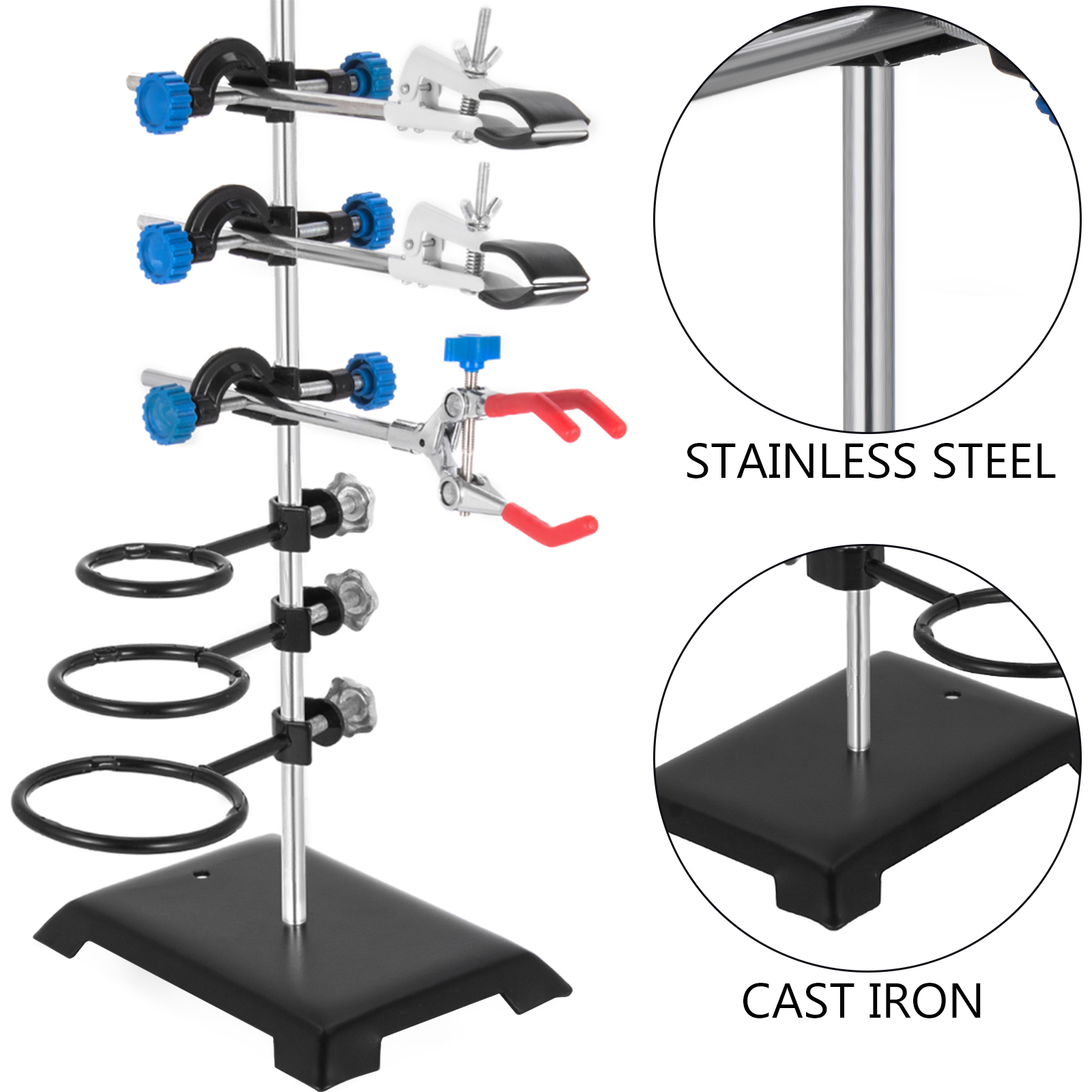 Laboratory Stands Support Lab Clamp Flask Clamp Condenser Clamp Stand Four 