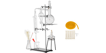 VEVOR Labor-Destillationsgerät 500 ml, Wasser Destilliergerät mit Eisen+ Borosilikatglas, Pure Water Distiller für ätherische Öle, Wasser- Destilliergerät, Luftreiniger, Glaswaren mit Graham-Kondensator