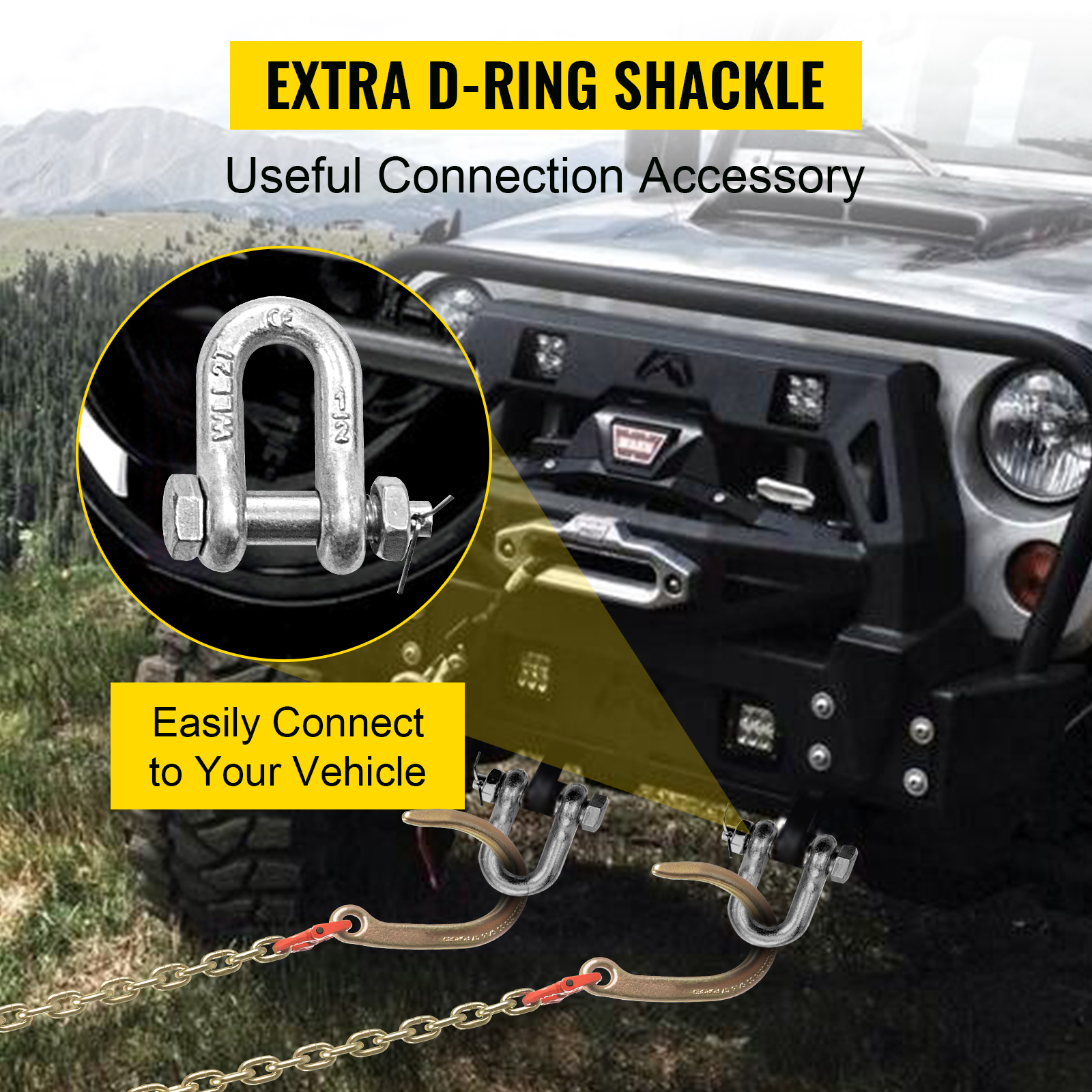 thumbnail image 2 of Grade 70 V-Bridle Towing Chain With J Hooks | 5/16" X 3 FT | 5,400 Lbs WLL | RuggedTow V312x38J 2 of 4