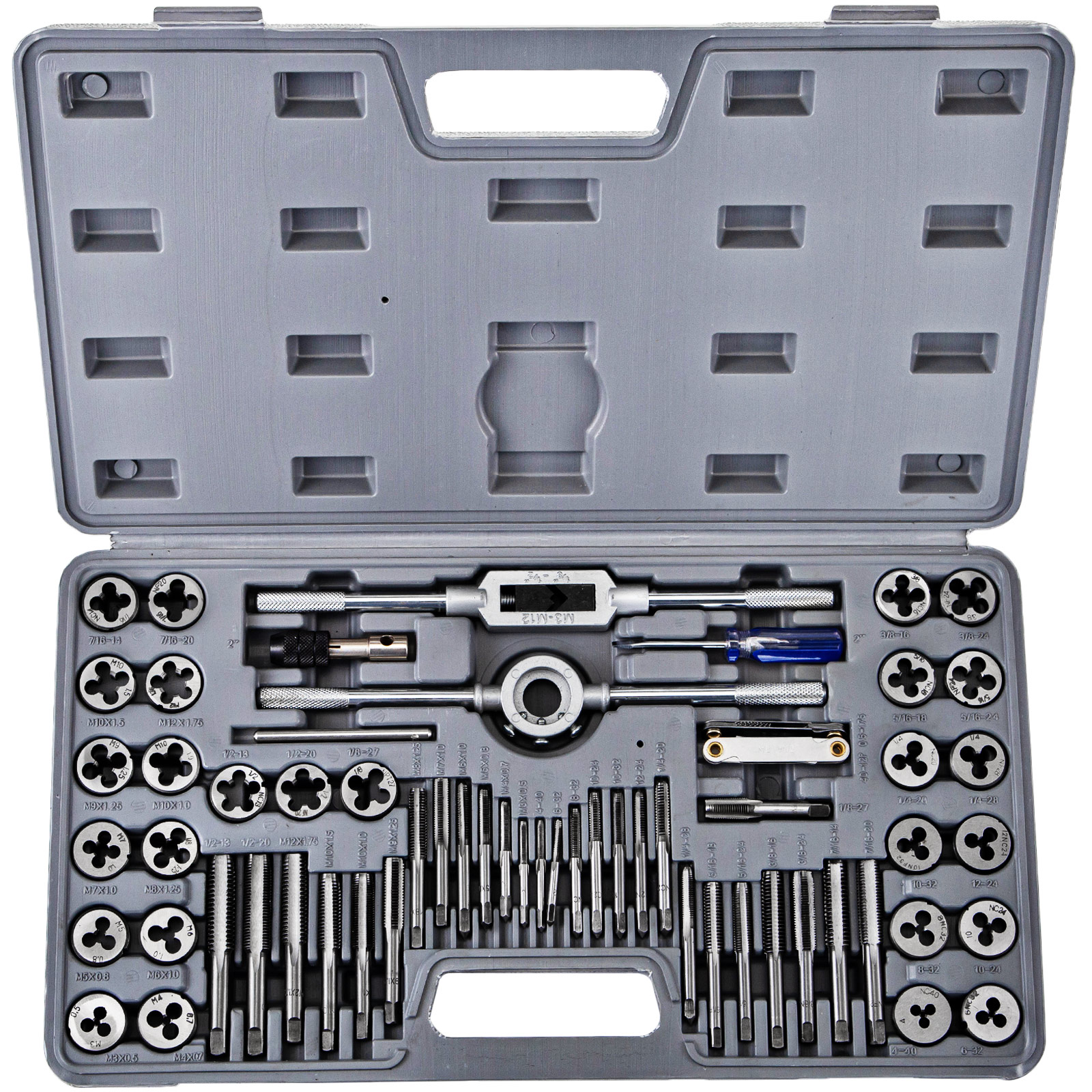 VEVOR Tap and Die Set, 60 PCS Tap Set Metric and Sae with Metal Storage