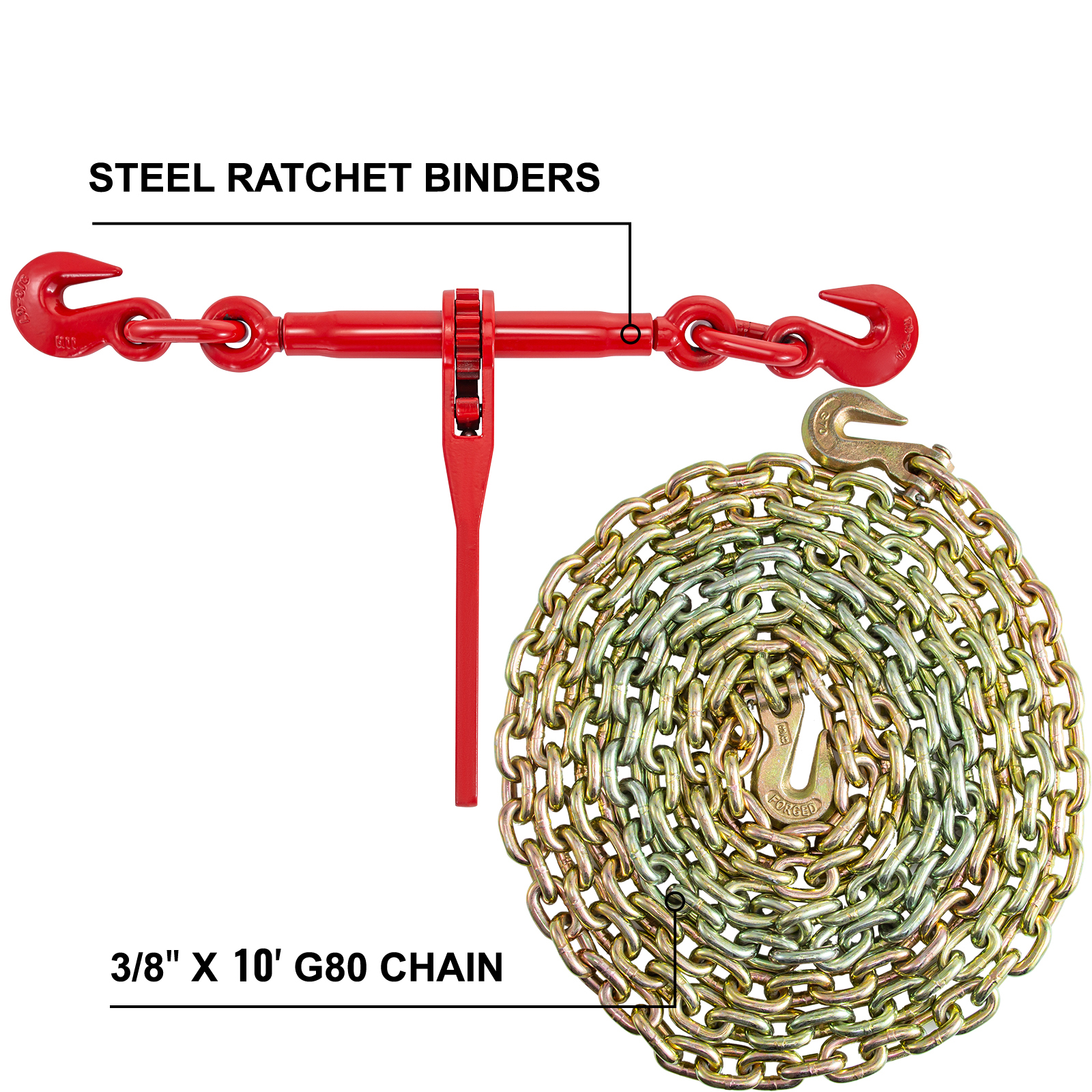 VEVOR Ratchet Chain Binder, 5/16-3/8 Heavy Duty Load Binders
