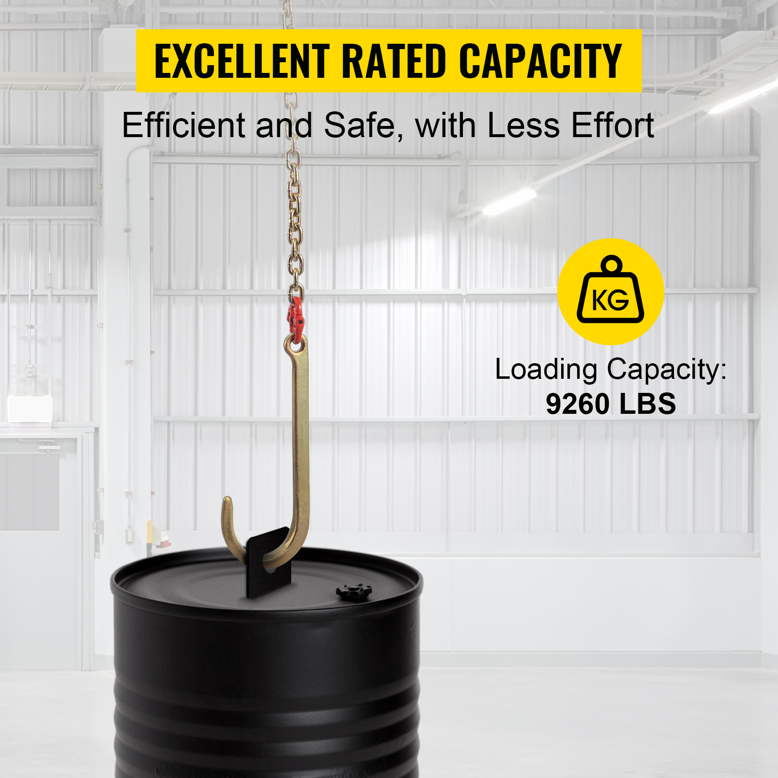 VEVOR J Hook Chain, 5/16 in x 10 ft Tow Chain Bridle, Grade 80 J Hook