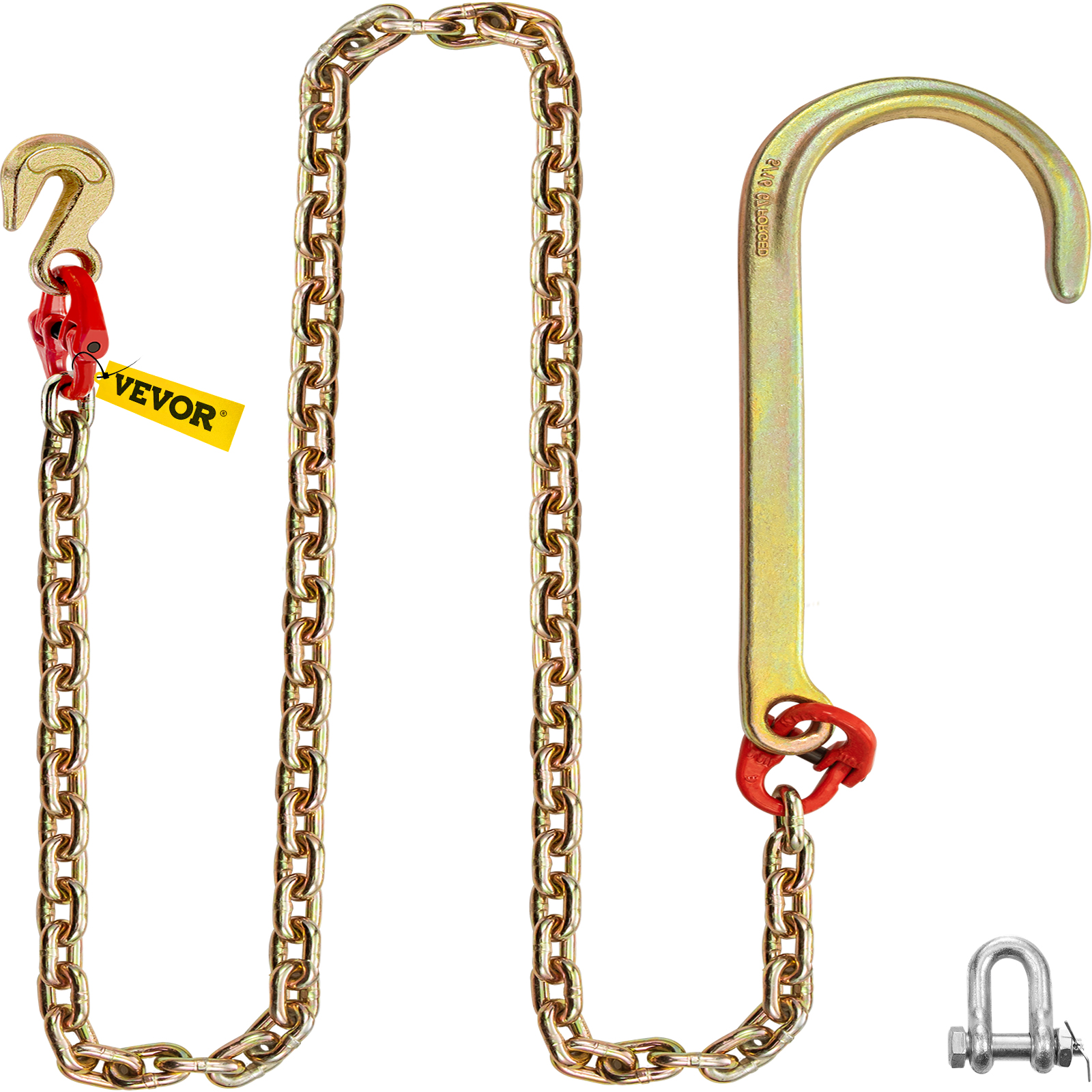 VEVOR J Hook Chain, 5/16 in x 6 ft Tow Chain Bridle, Grade 80 J
