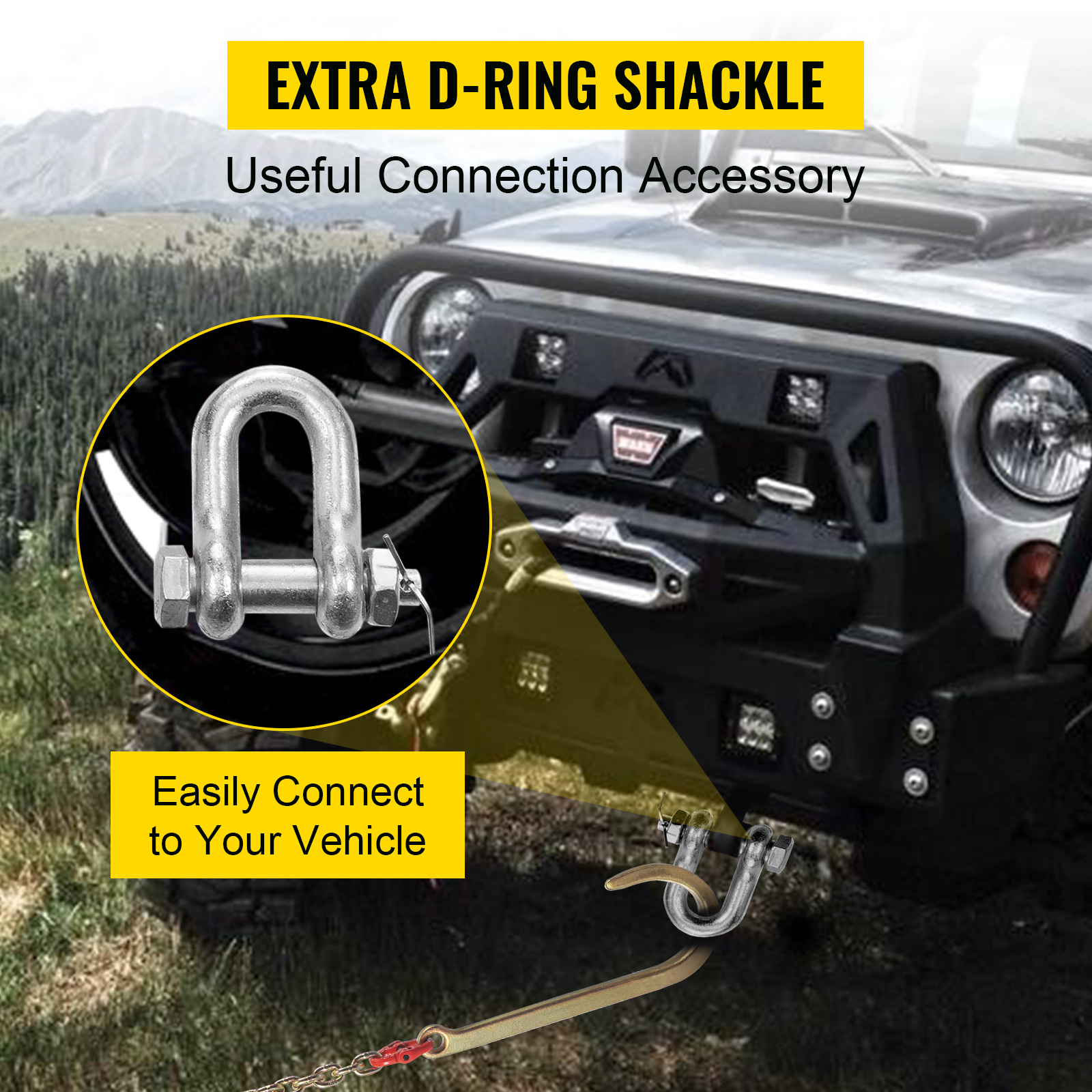 VEVOR J Hook Chain, 5/16 in x 8 ft Tow Chain Bridle, Grade 80 J Hook