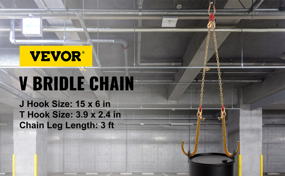 VEVOR V Bridle Chain, 5/16 in x 3 ft Bridle Tow Chain, Grade 80 V