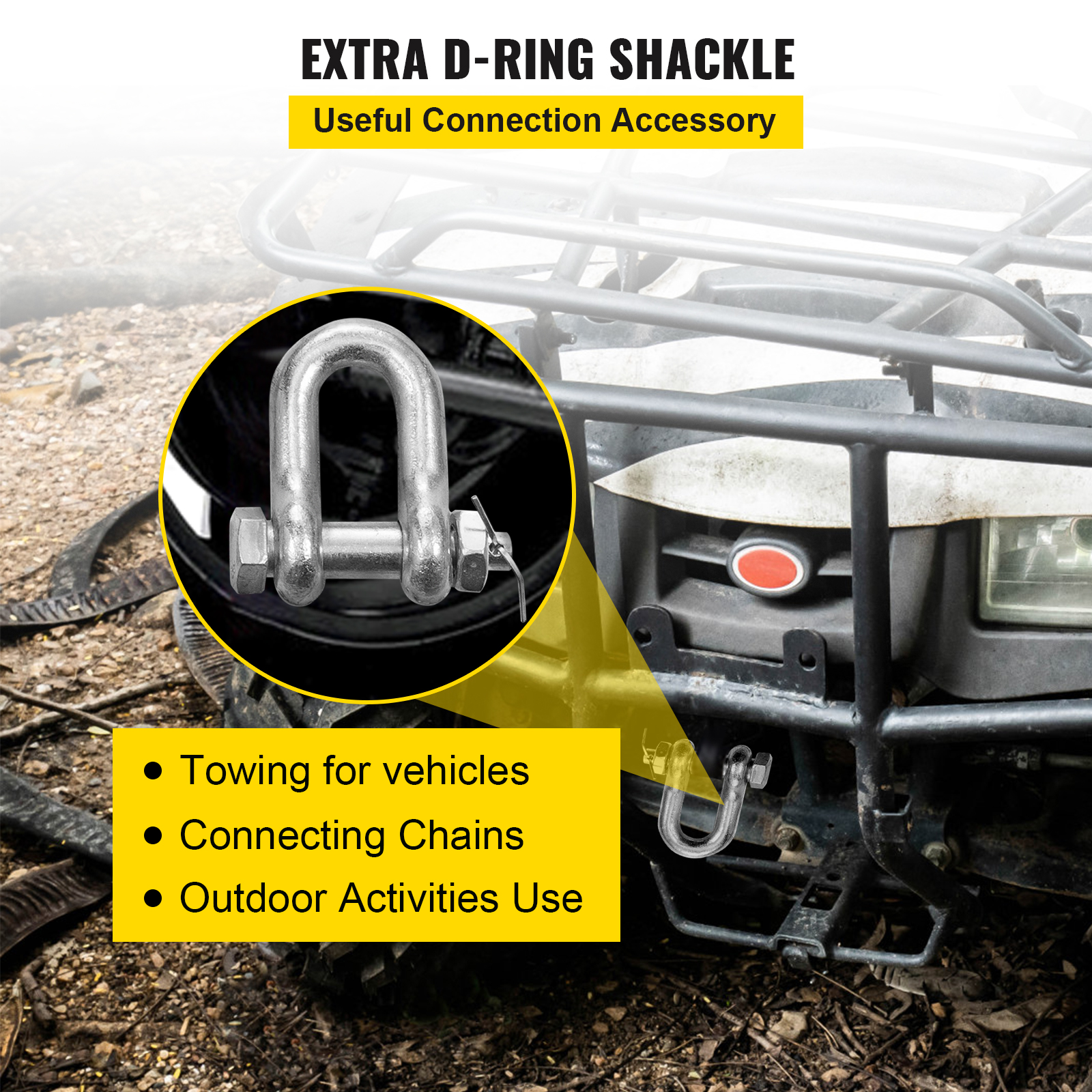 VEVOR Tow Chain J Hook 5/16"×2'/3'/10' V-Chain Bridle w/ 15" Large R T J Hooks - Picture 32 of 50