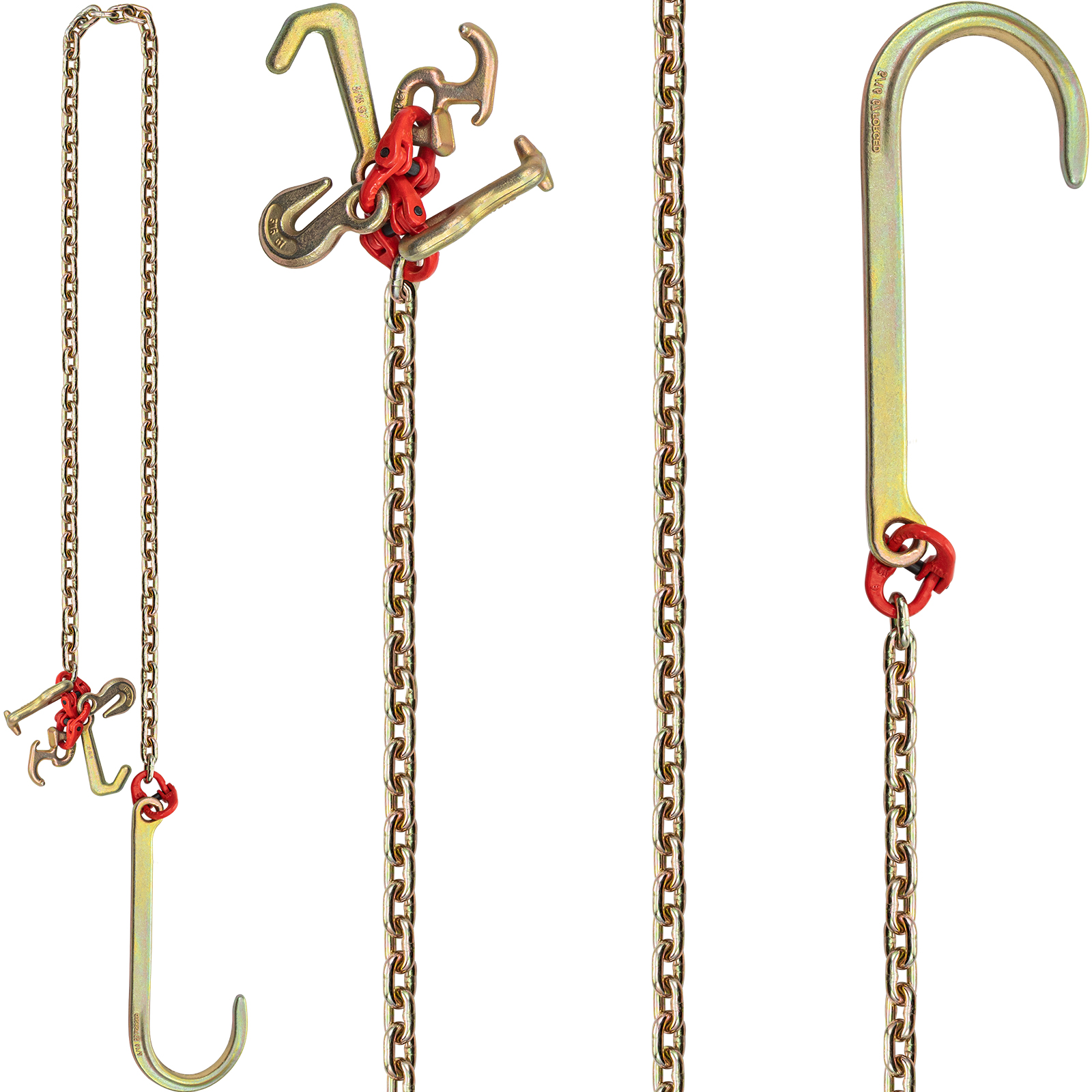 VEVOR Tow Chain J Hook 5/16"×2'/3'/10' V-Chain Bridle w/ 15" Large R T J Hooks - Picture 38 of 50