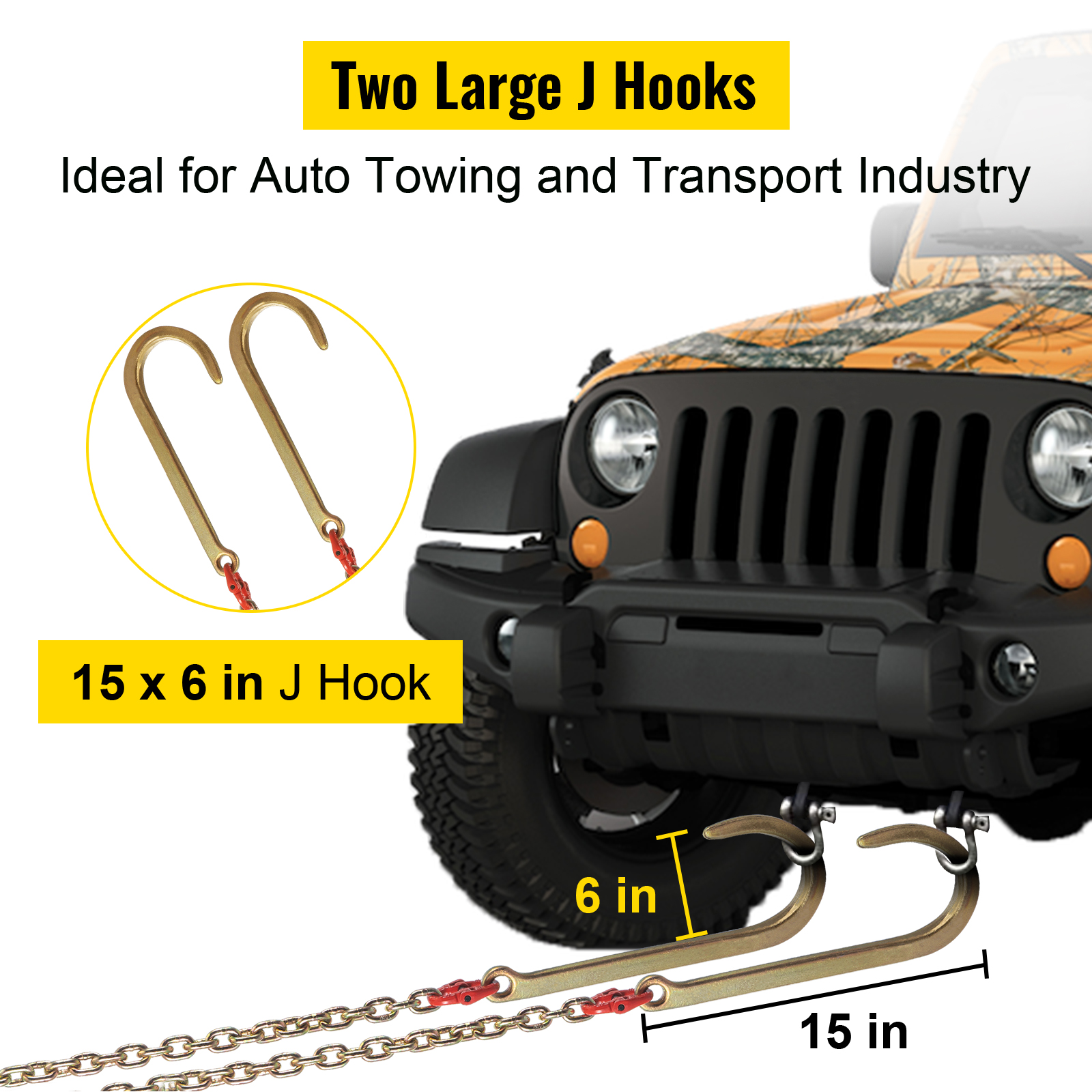 G-70 Tow Chain, 5/16 Chain With 15 J Hook