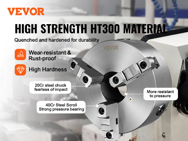 VEVOR 3-Jaw Lathe Chuck, 250 Mm, Self-Centering Lathe Chuck, 6-250 Mm ...