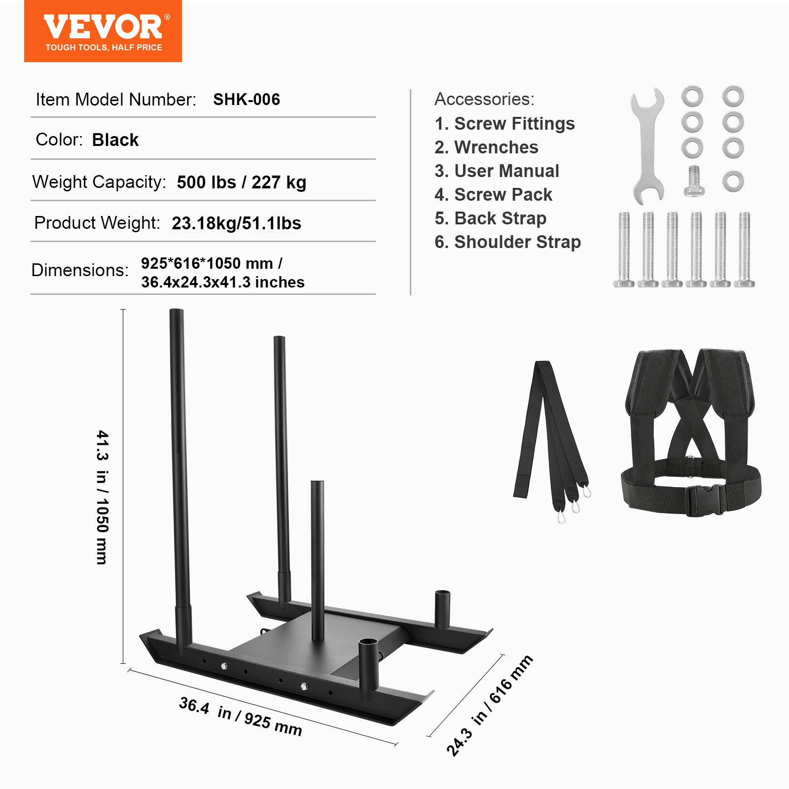 VEVOR Weight Power Pull Push Sled Fitness Strength Speed Resistant Training Sled - Picture 81 of 86
