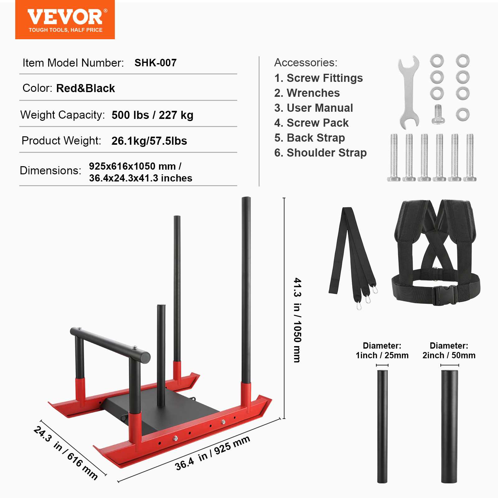 VEVOR Weight Power Pull Push Sled Fitness Strength Speed Resistant Training Sled - Picture 9 of 86