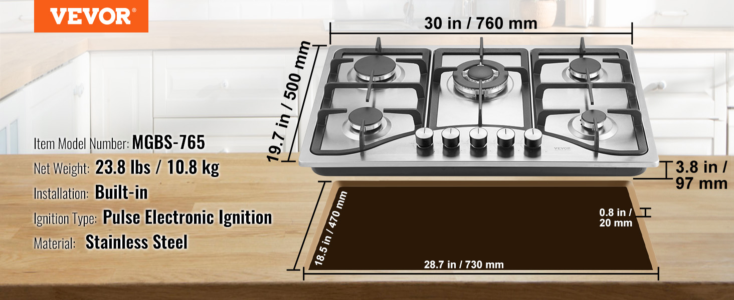 VEVOR Electric Cooktop, 2 Burners, 12'' Induction Stove Top, Built-in  Magnetic Cooktop 1800W, 9 Heating Level Multifunctional Burner, LED Touch  Screen w/ Child Lock & Over-Temperature Protection