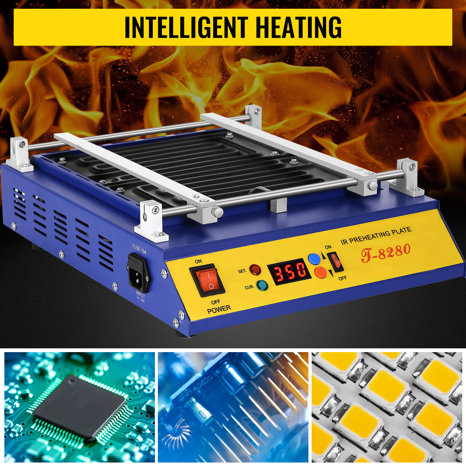 VEVOR Preheating Oven T8280 1600W Infrared Preheating Station Hot Plate PCB Preheater 280x270MM