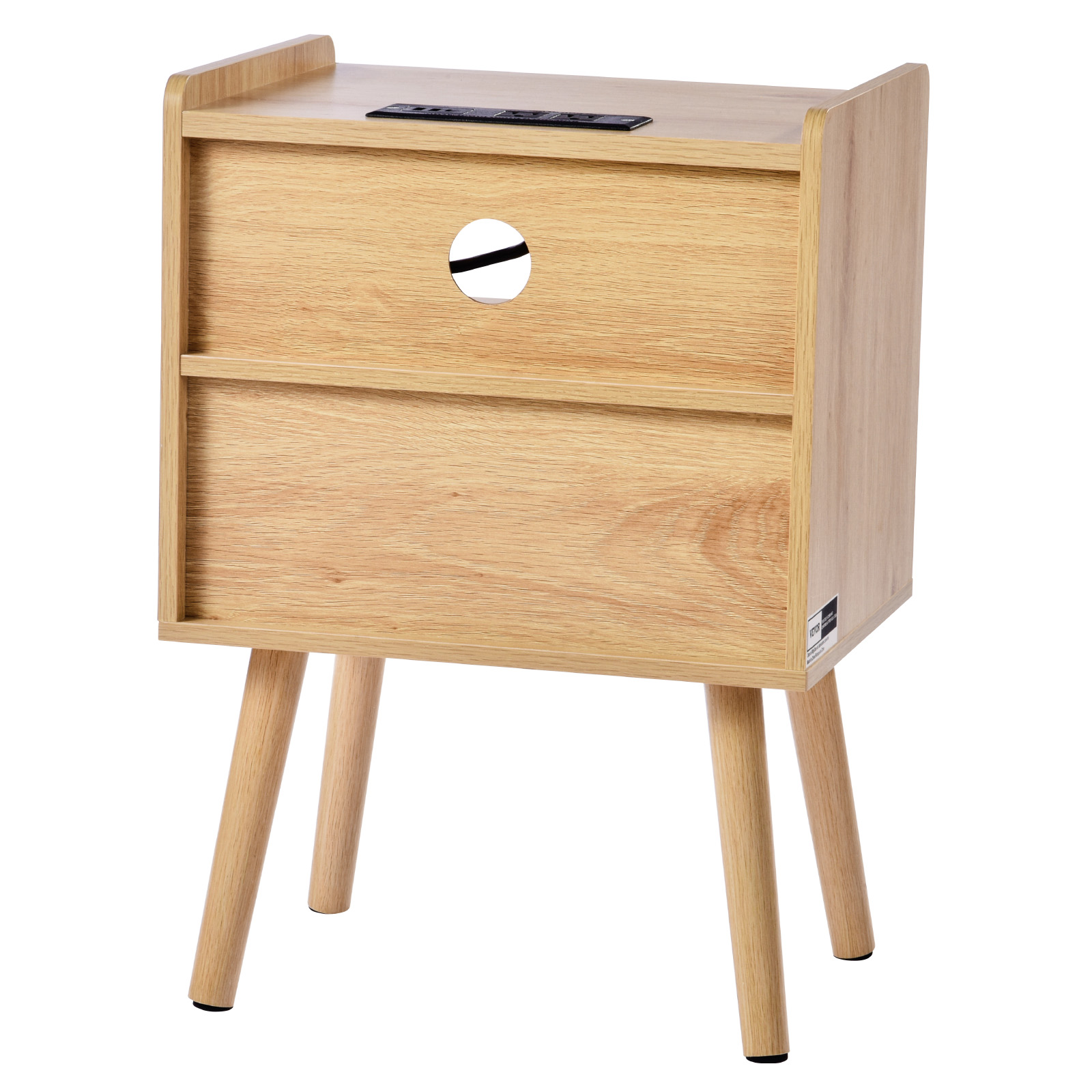 Rattan Nightstand End Table with Drawer/2 Drawers Open Shelf Boho Bedside Table - Picture 13 of 26