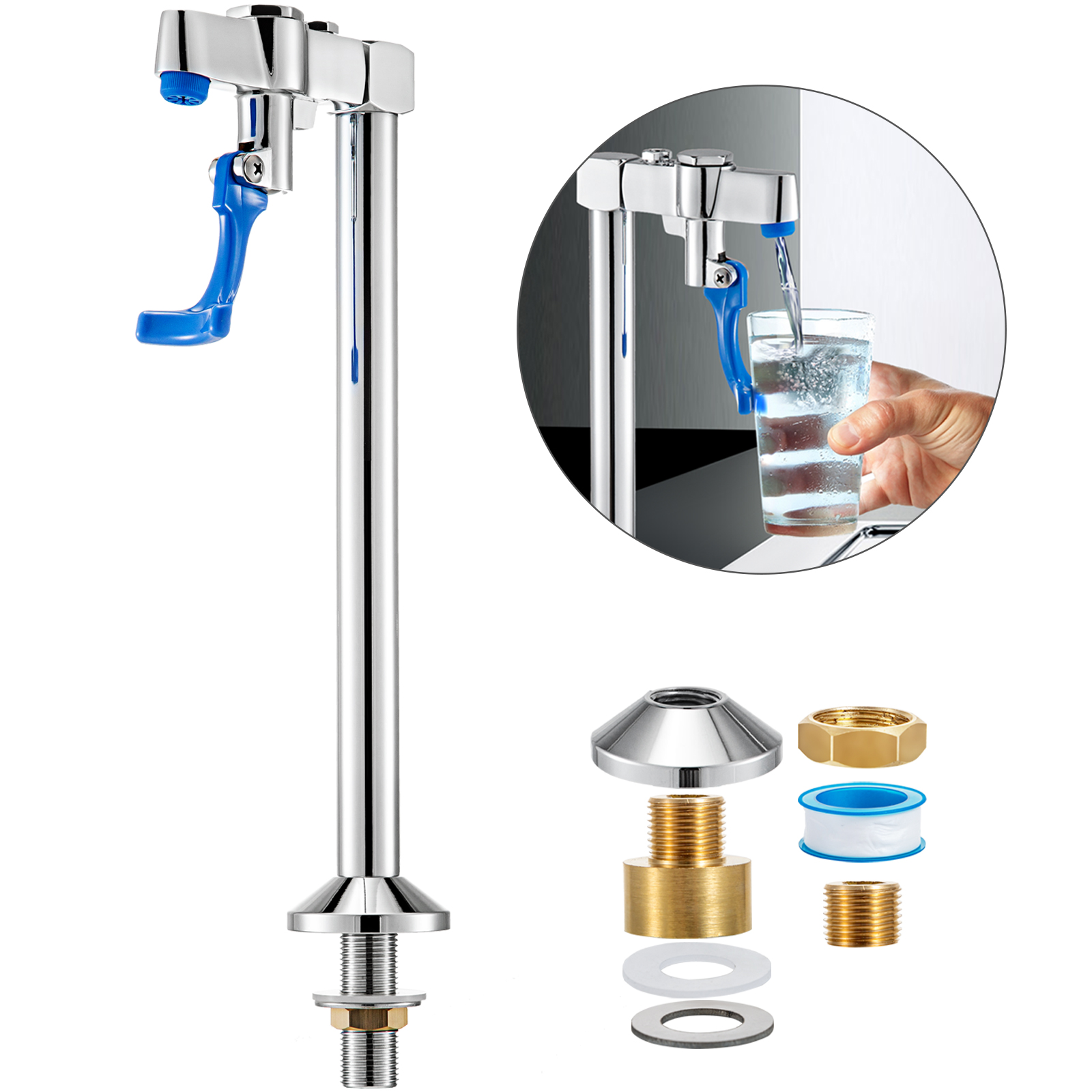 Pedestal Glass Filler, Deck Mount Push Back Glass Filler, 10inch