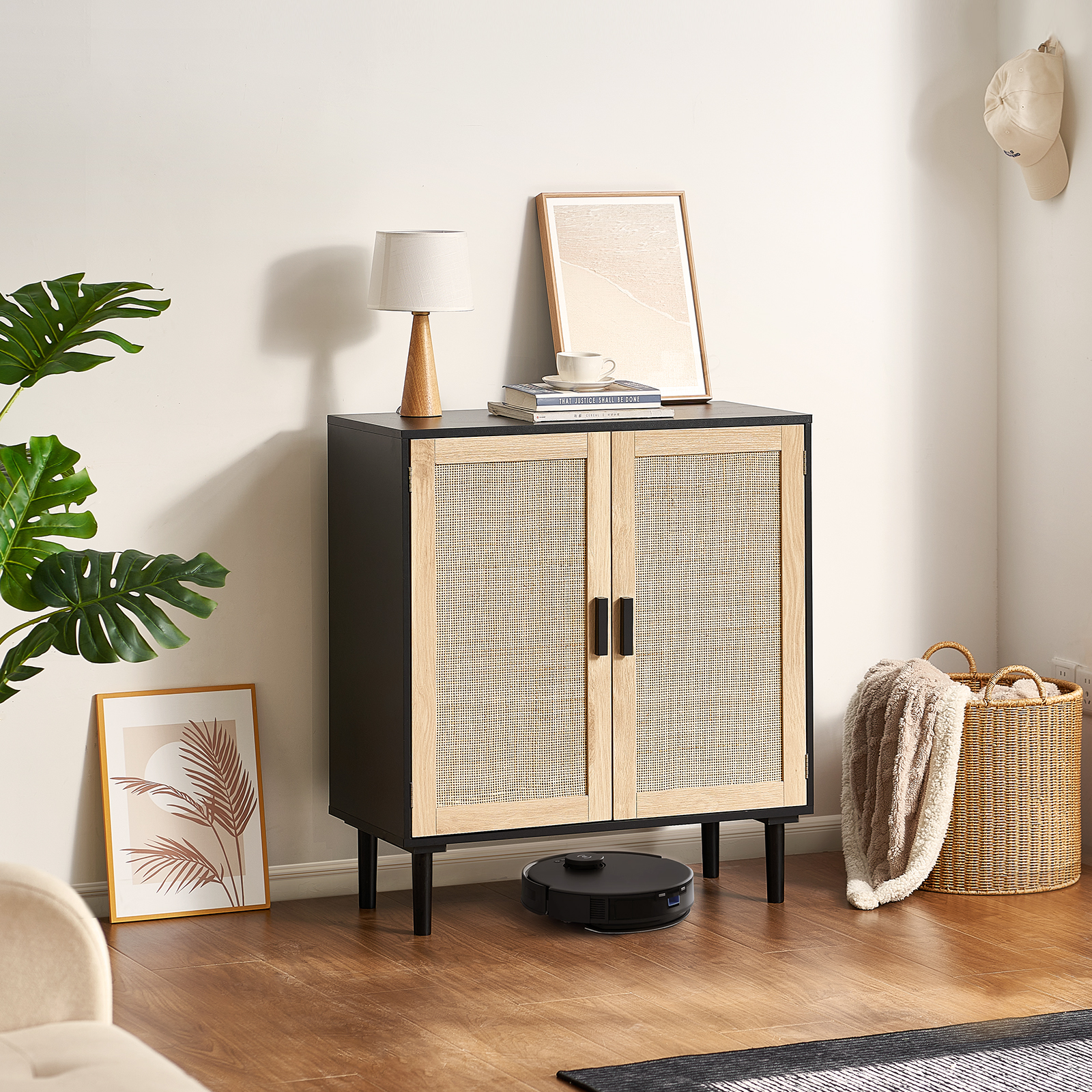 Rattan Cabinet with 4/2 Magnetic Doors 2/3 Drawers Adjustable Shelves Natural - Picture 34 of 86