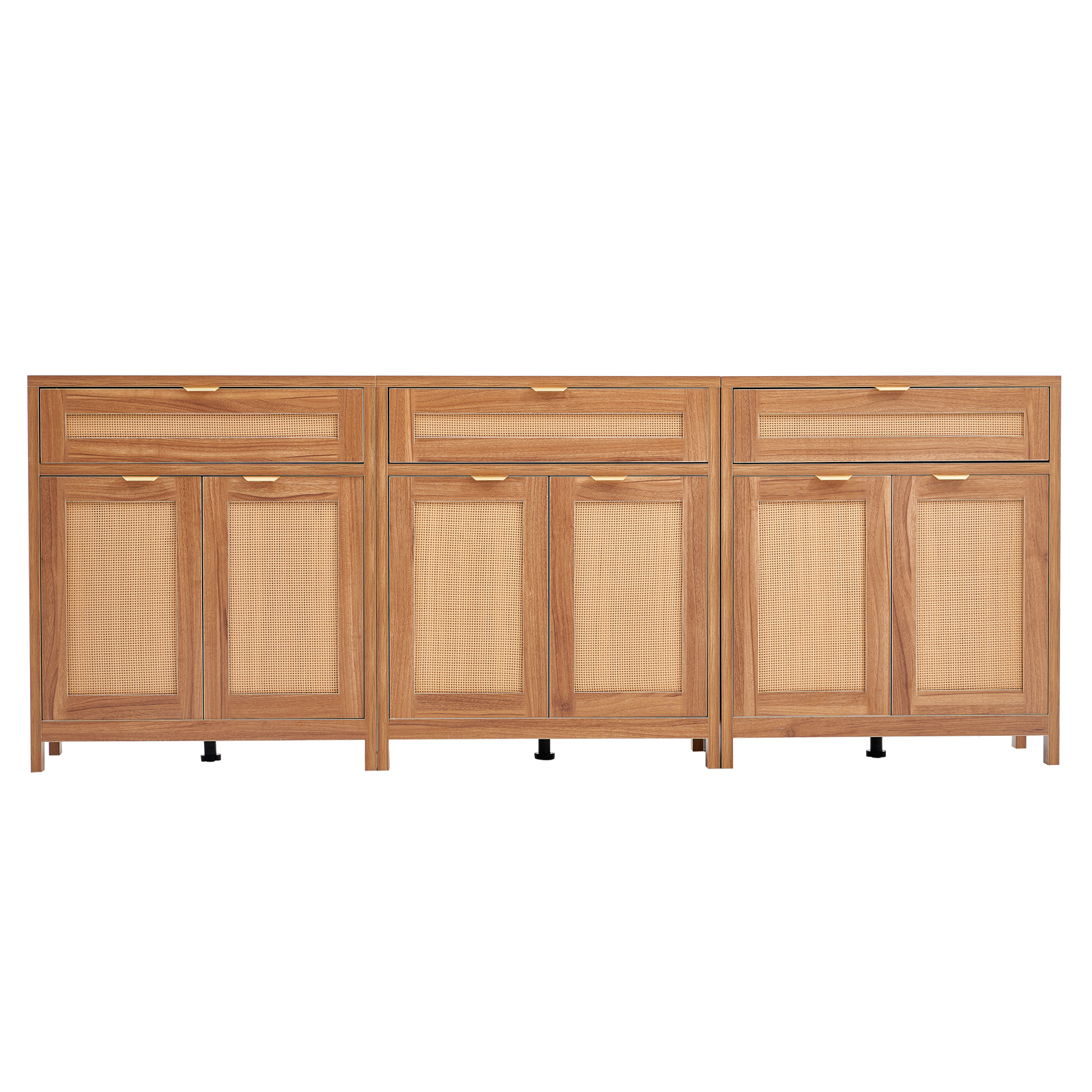 Rattan Cabinet with 4/2 Magnetic Doors 2/3 Drawers Adjustable Shelves Natural - Picture 84 of 86