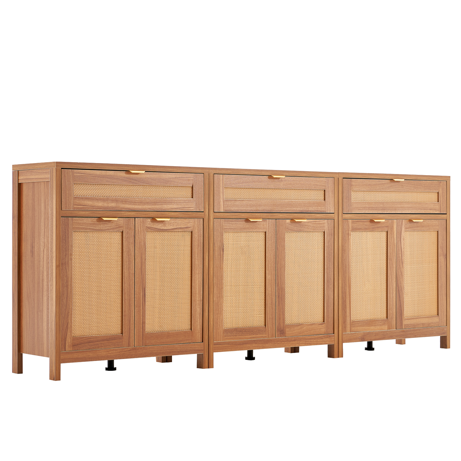 Rattan Cabinet with 4/2 Magnetic Doors 2/3 Drawers Adjustable Shelves Natural - Picture 83 of 86