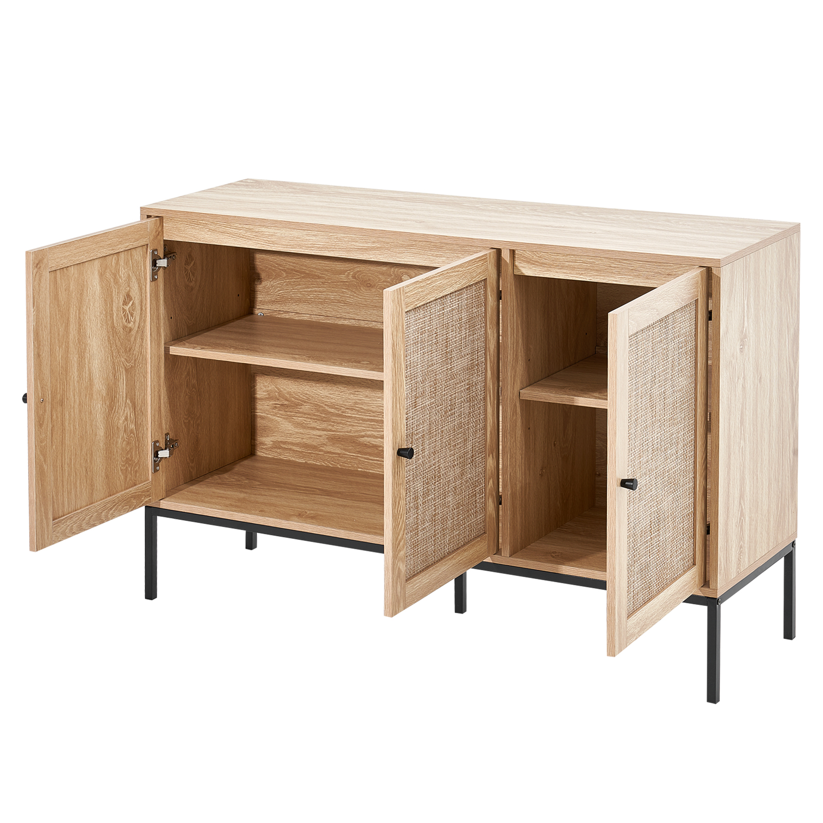 Rattan Cabinet with 4/2 Magnetic Doors 2/3 Drawers Adjustable Shelves Natural - Picture 74 of 86