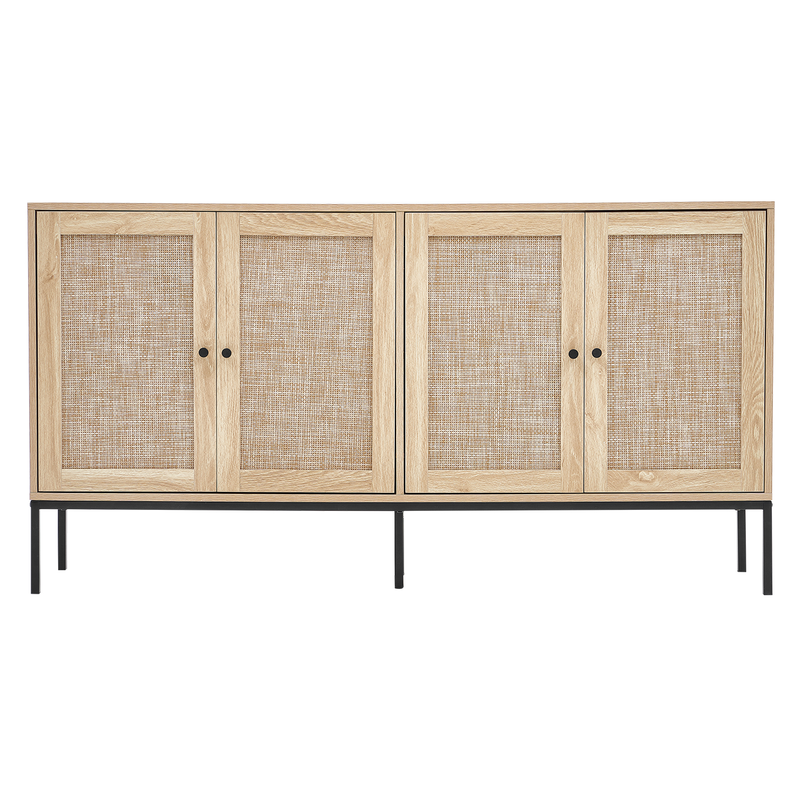 Rattan Cabinet with 4/2 Magnetic Doors 2/3 Drawers Adjustable Shelves Natural - Picture 48 of 86