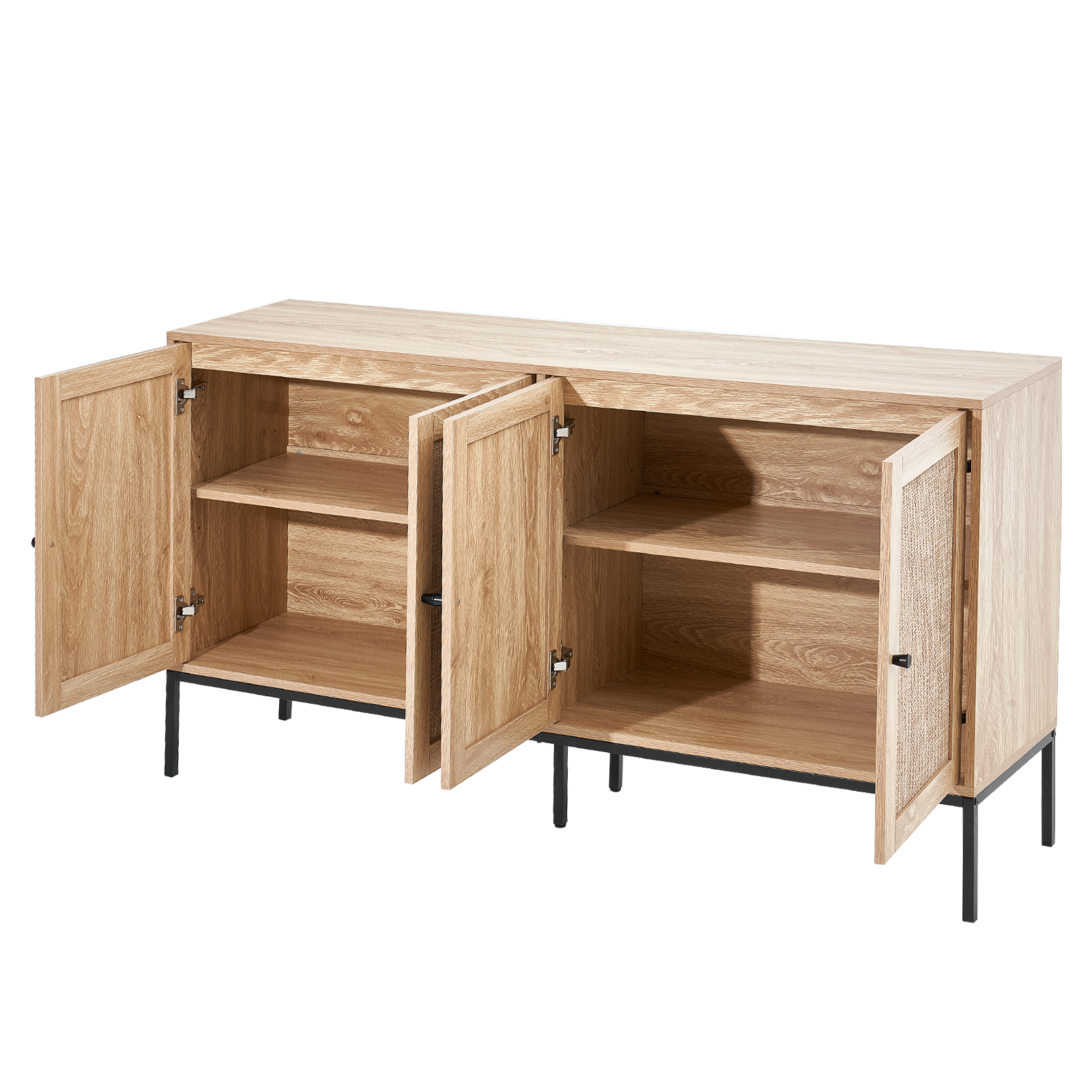 Rattan Cabinet with 4/2 Magnetic Doors 2/3 Drawers Adjustable Shelves Natural - Picture 50 of 86