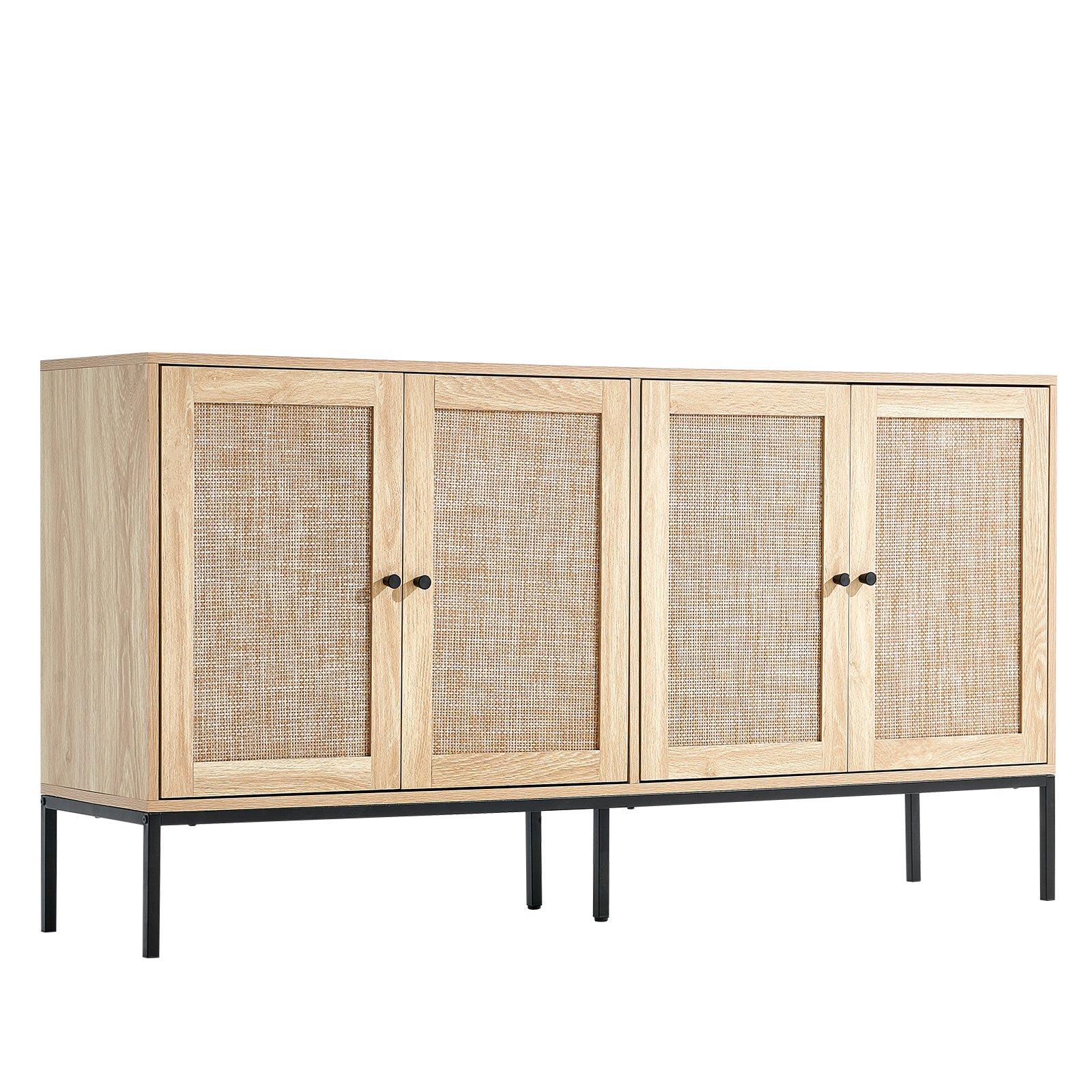 Rattan Cabinet with 4/2 Magnetic Doors 2/3 Drawers Adjustable Shelves Natural - Picture 47 of 86