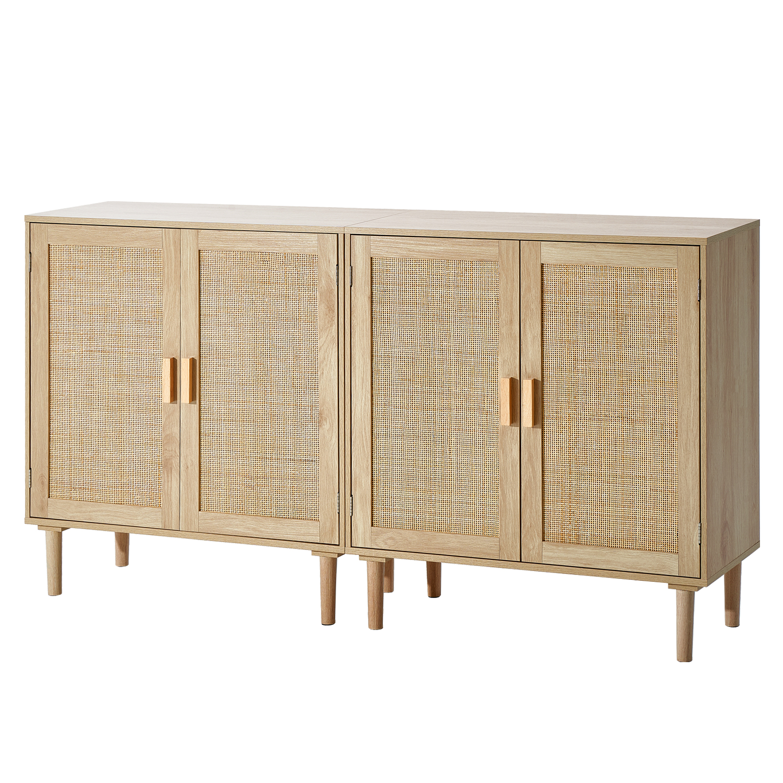 Rattan Cabinet with 4/2 Magnetic Doors 2/3 Drawers Adjustable Shelves Natural - Picture 3 of 86
