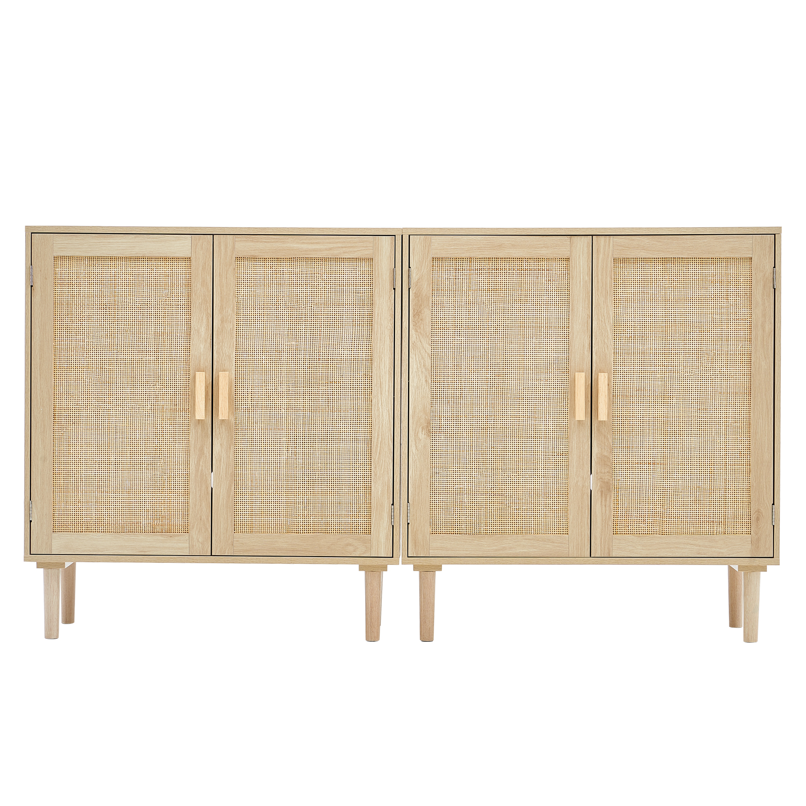 Rattan Cabinet with 4/2 Magnetic Doors 2/3 Drawers Adjustable Shelves Natural - Picture 12 of 86