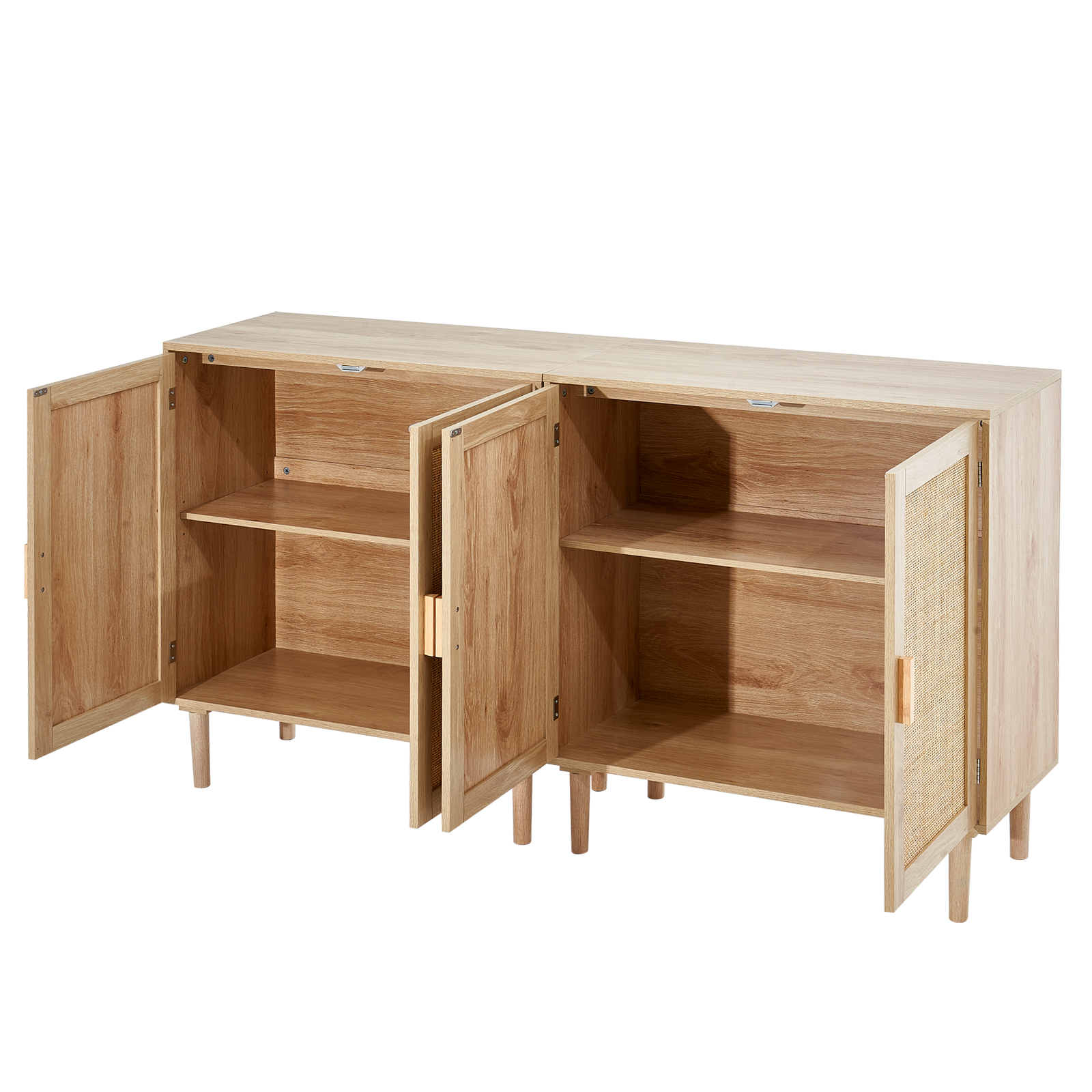Rattan Cabinet with 4/2 Magnetic Doors 2/3 Drawers Adjustable Shelves Natural - Picture 14 of 86