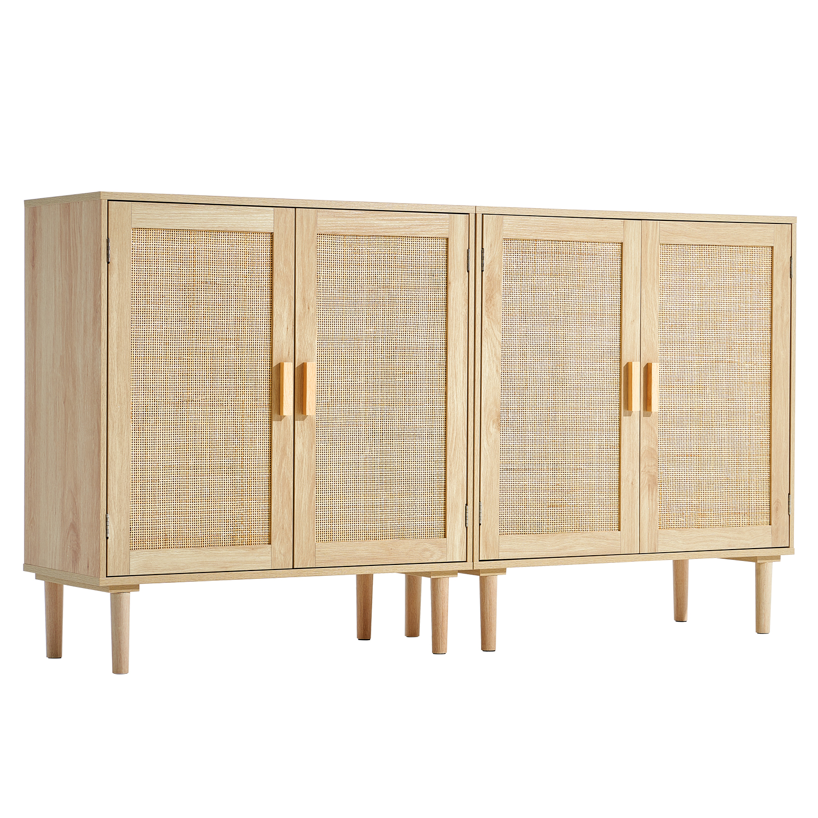 Rattan Cabinet with 4/2 Magnetic Doors 2/3 Drawers Adjustable Shelves Natural - Picture 11 of 86