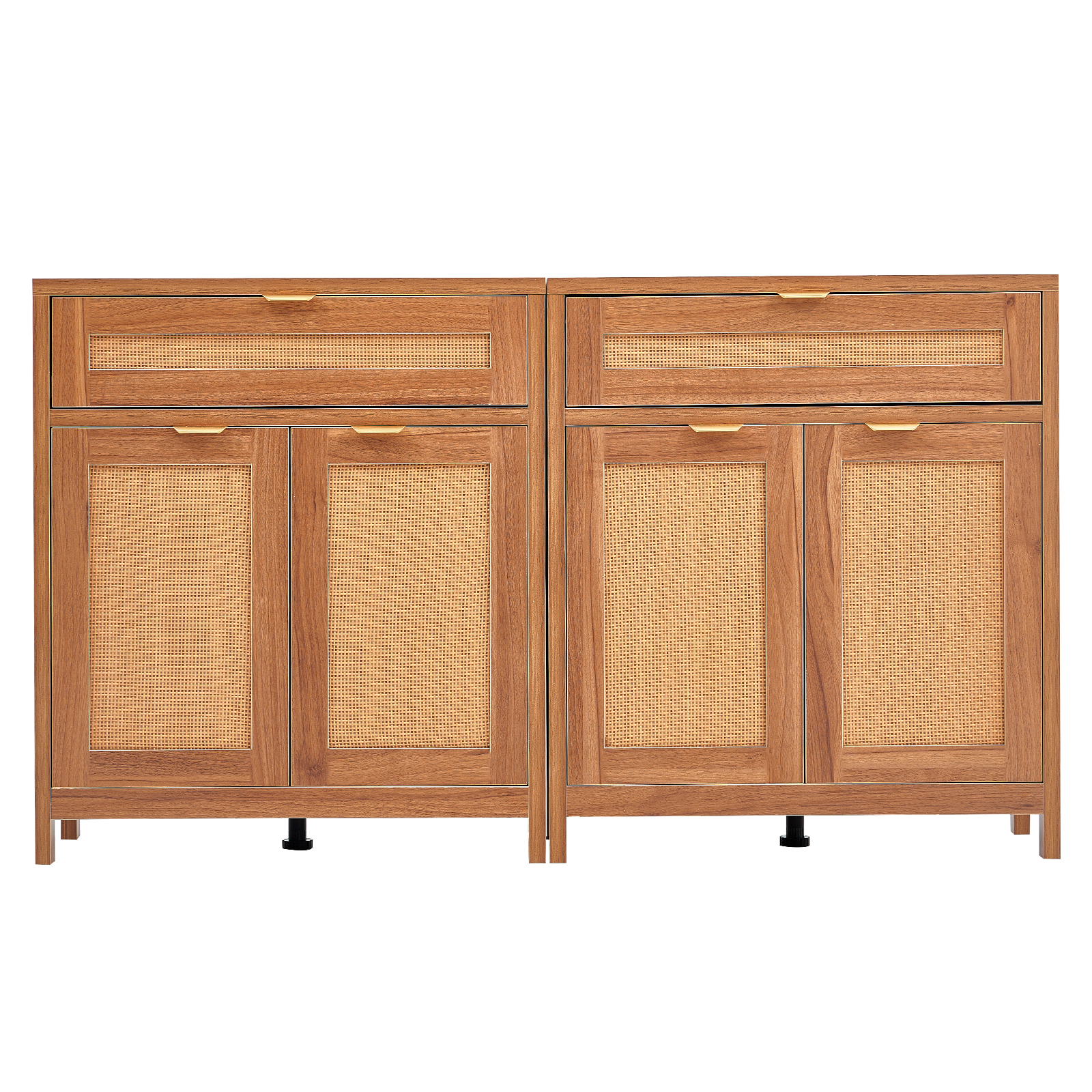 Rattan Cabinet with 4/2 Magnetic Doors 2/3 Drawers Adjustable Shelves Natural - Picture 60 of 86