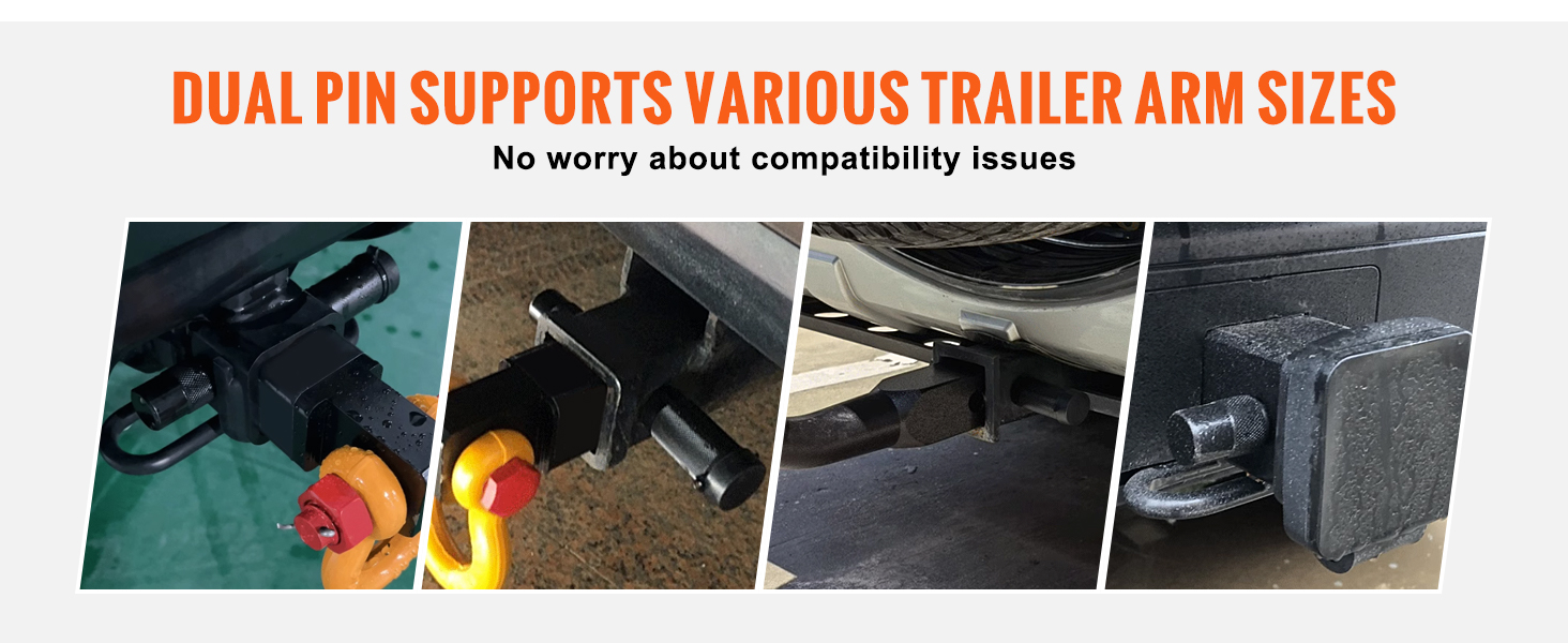 VEVOR Trailer Hitch Lock, 5/8-inch & 1/4-inch Diameter, 2-Pack Locking Receiver Pin with 4 Keys & 4 O-Rings, Weatherproof Anti-Theft Tow Lockable Pin with Dust, Mud Protection, Fits Truck, Boat, Bike