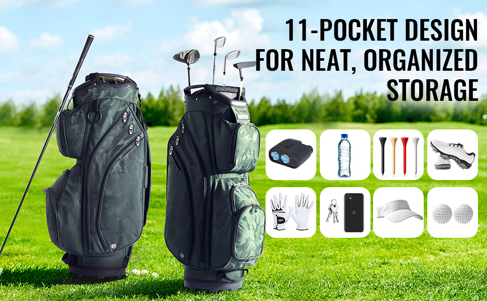 VEVOR Golf Cart Bag with 14 Way Organizer Divider Top 36” Pockets Cart Bag Durable Golf Bags with Handles & Dust Cover & Straps