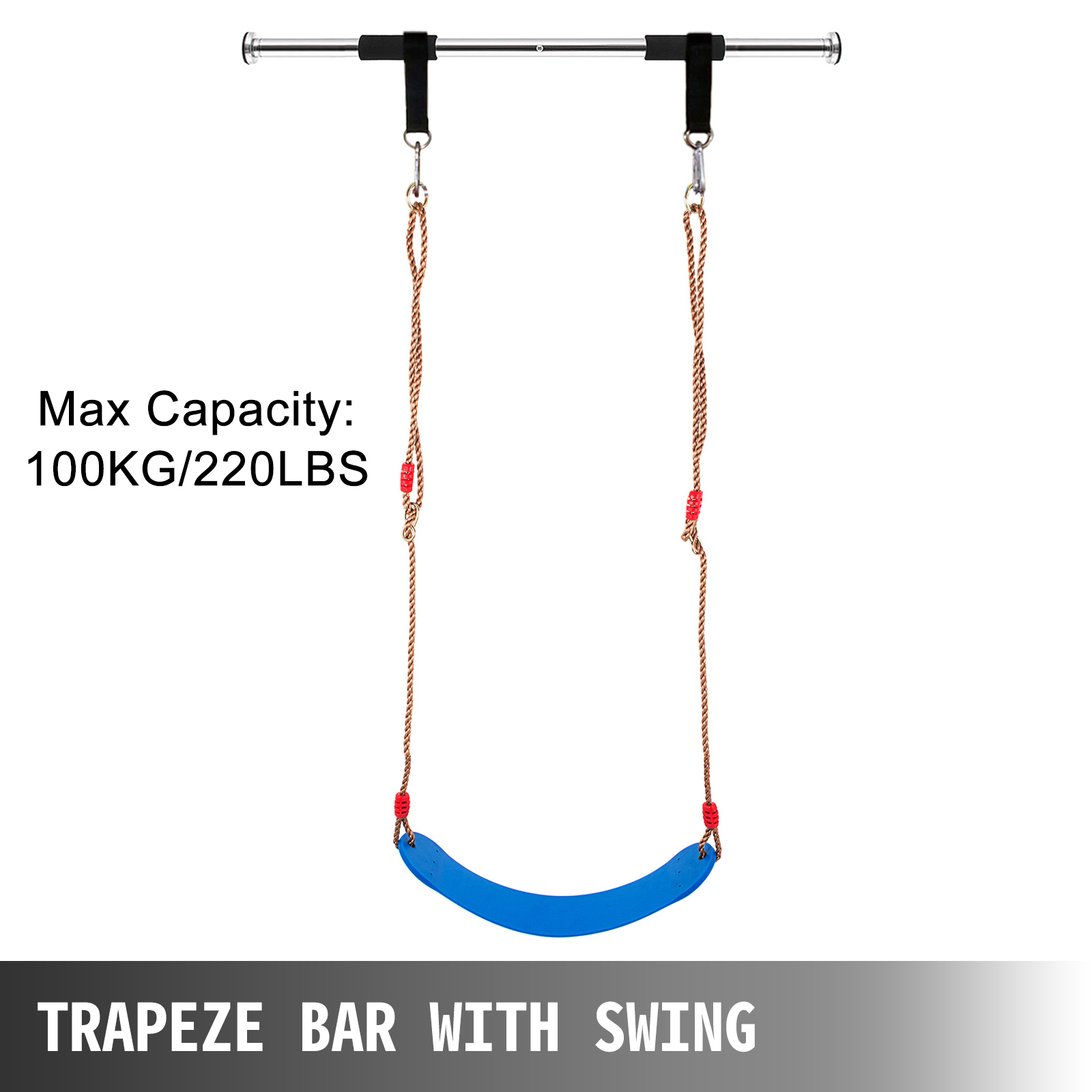 VEVOR Trapeze Swing Bar with Rings, Trapeze Swing Bar for Kids