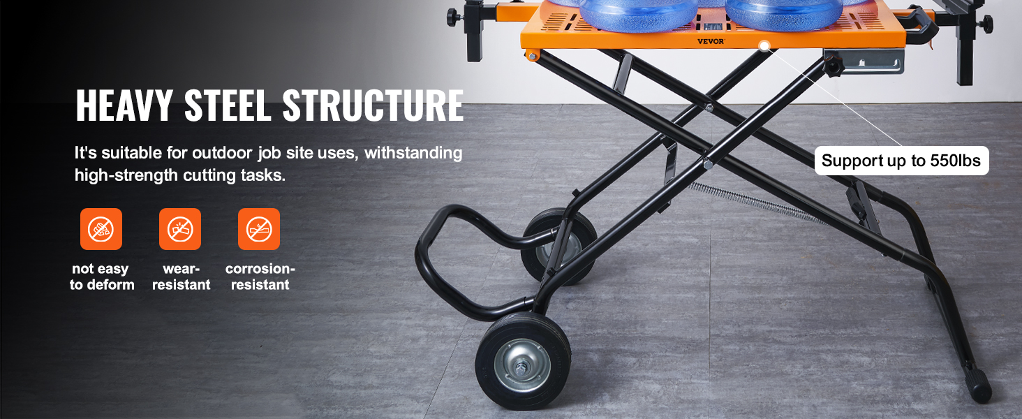 VEVOR Miter Saw Stand 100in Rolling Foldable Wheeled Miter Saw Stand