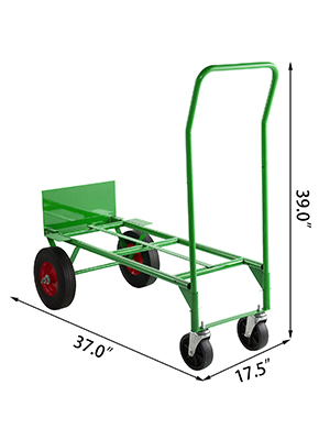 Hand Truck Push Cart Convertible Dolly 300lb w/ 8inch Solid Wheels in Green 
