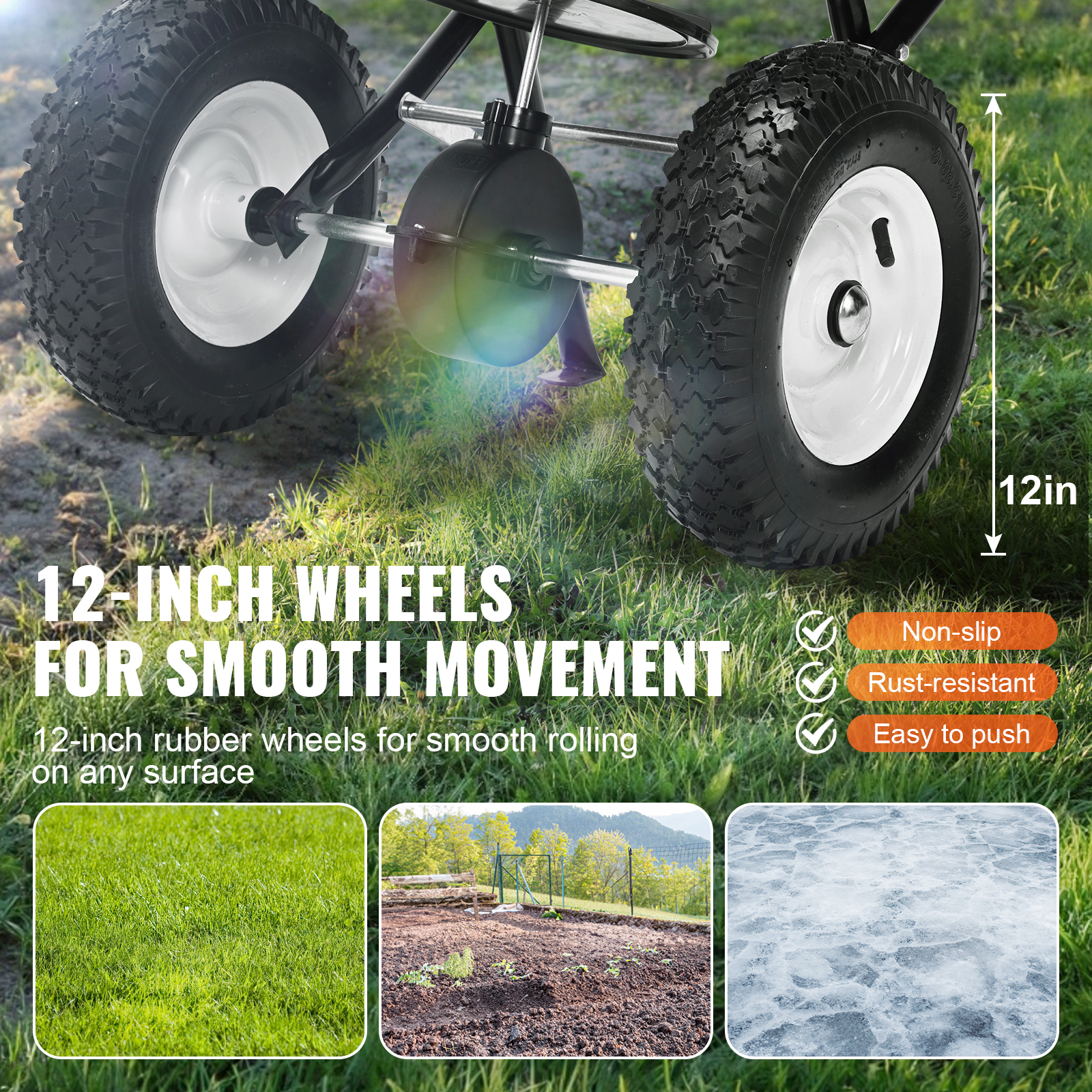 VEVOR 100/25lbs 10/12/8in Broadcast Spreader Tow Behind Poly Drop Spreader - Picture 19 of 38
