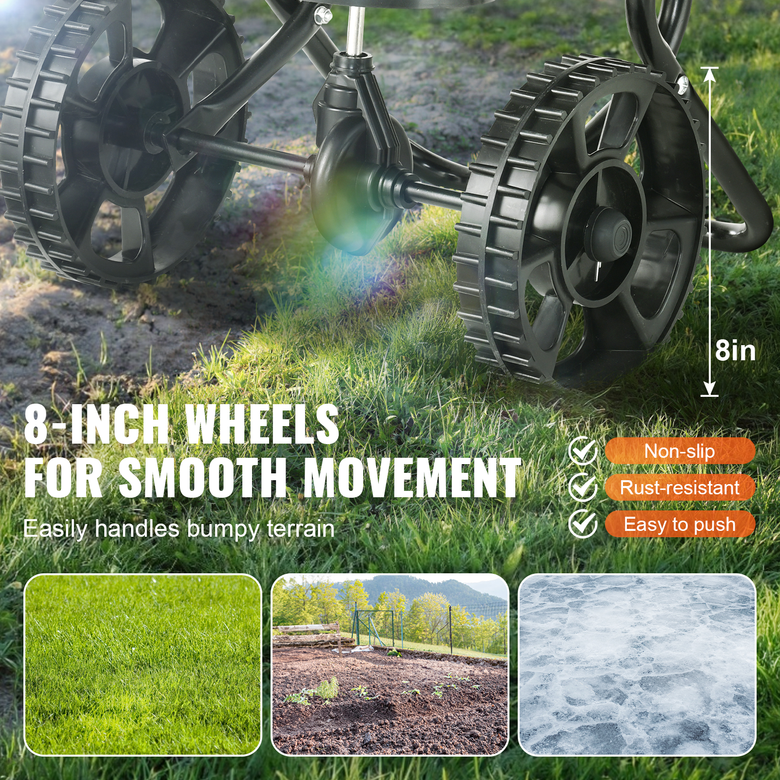 VEVOR 100/25lbs 10/12/8in Broadcast Spreader Tow Behind Poly Drop Spreader - Picture 31 of 38