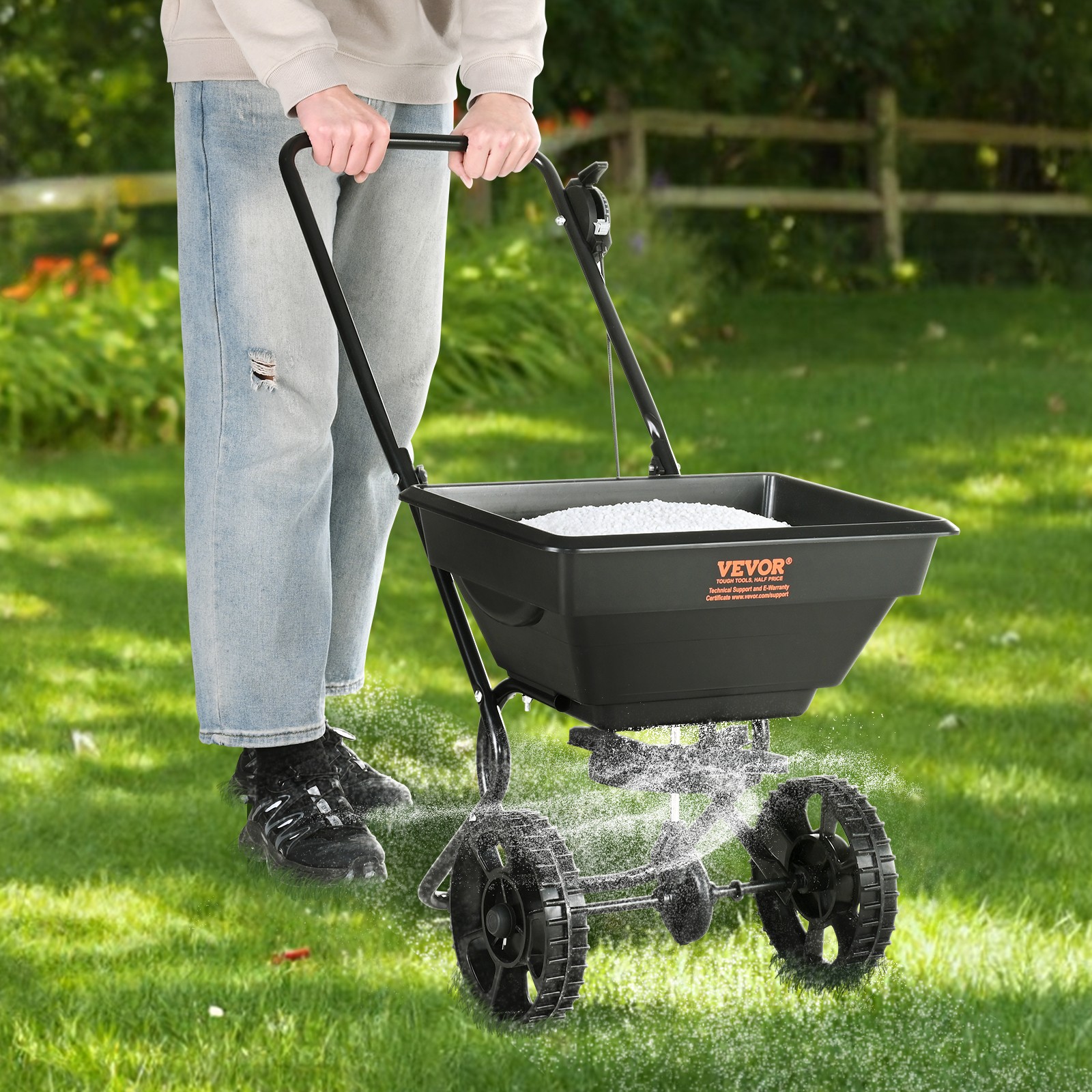 VEVOR 100/25lbs 10/12/8in Broadcast Spreader Tow Behind Poly Drop Spreader - Picture 34 of 38
