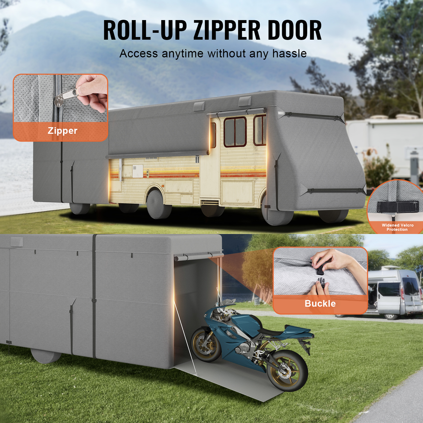 Travel Trailer RV Covers ClassA 18-40ft Motorhome Cover 4-Ply Nonwoven/Oxford - Picture 91 of 122