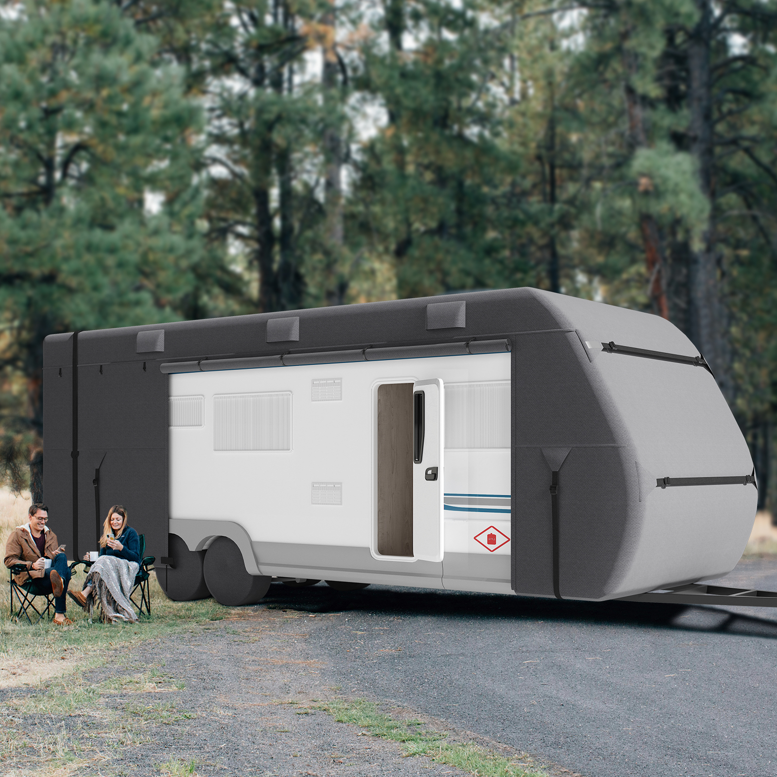 Travel Trailer RV Covers ClassA 18-40ft Motorhome Cover 4-Ply Nonwoven/Oxford - Picture 94 of 122