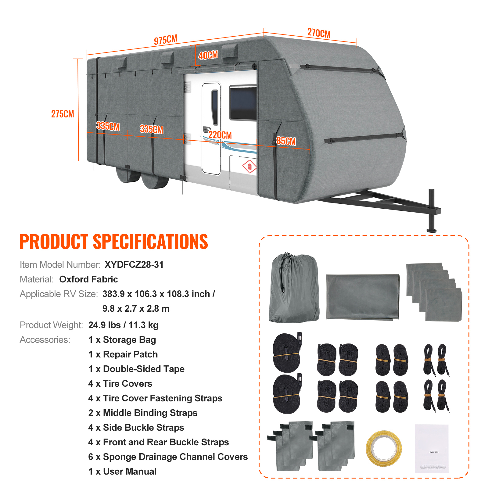 Travel Trailer RV Covers ClassA 18-40ft Motorhome Cover 4-Ply Nonwoven/Oxford - Picture 57 of 122