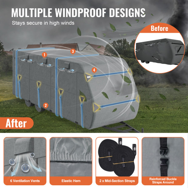 Travel Trailer RV Covers ClassA 18-40ft Motorhome Cover 4-Ply Nonwoven/Oxford - Picture 66 of 122