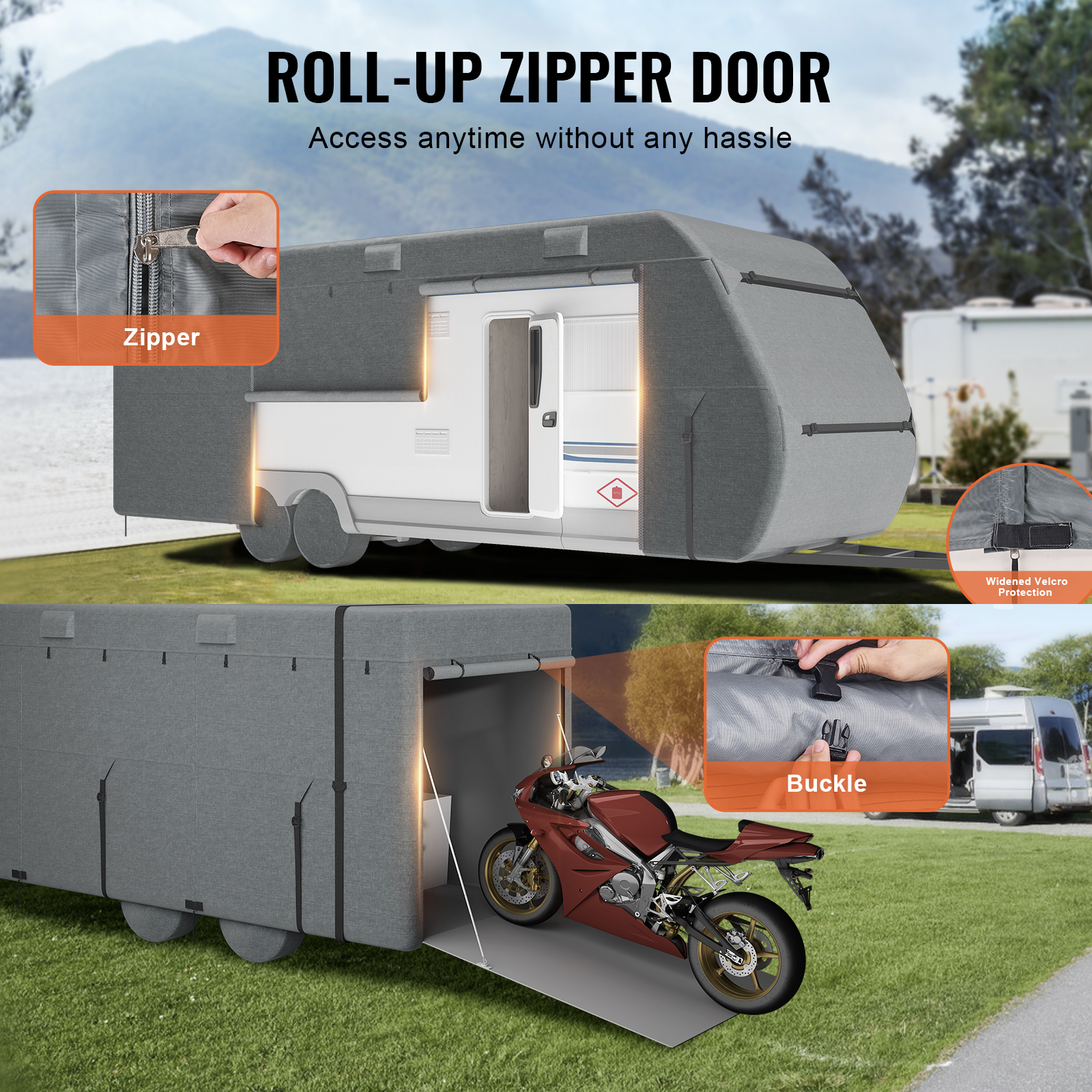 Travel Trailer RV Covers ClassA 18-40ft Motorhome Cover 4-Ply Nonwoven/Oxford - Picture 67 of 122