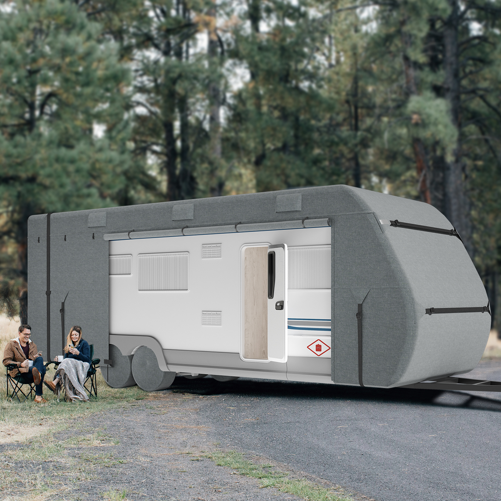 Travel Trailer RV Covers ClassA 18-40ft Motorhome Cover 4-Ply Nonwoven/Oxford - Picture 70 of 122