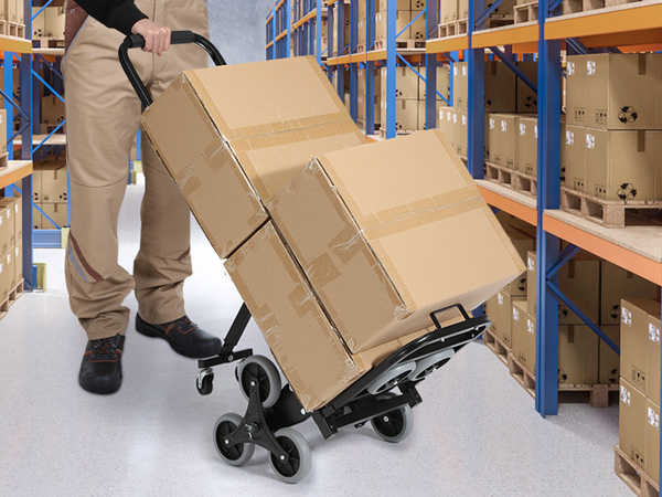 Chariot D'Escalier Pliable En Aluminium – Poignée Réglable 3 Hauteurs – 10 Roues – Sac Étanche Inclus – Capacité 75 Kg